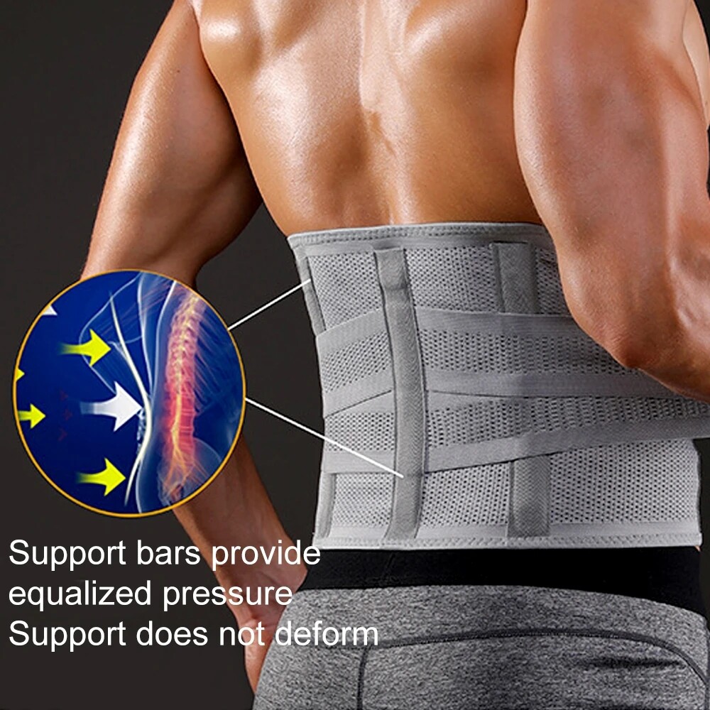 Men Boned Lumbar Lower Back Support Brace Posture Orthosis Pain Wrap Waist Belt