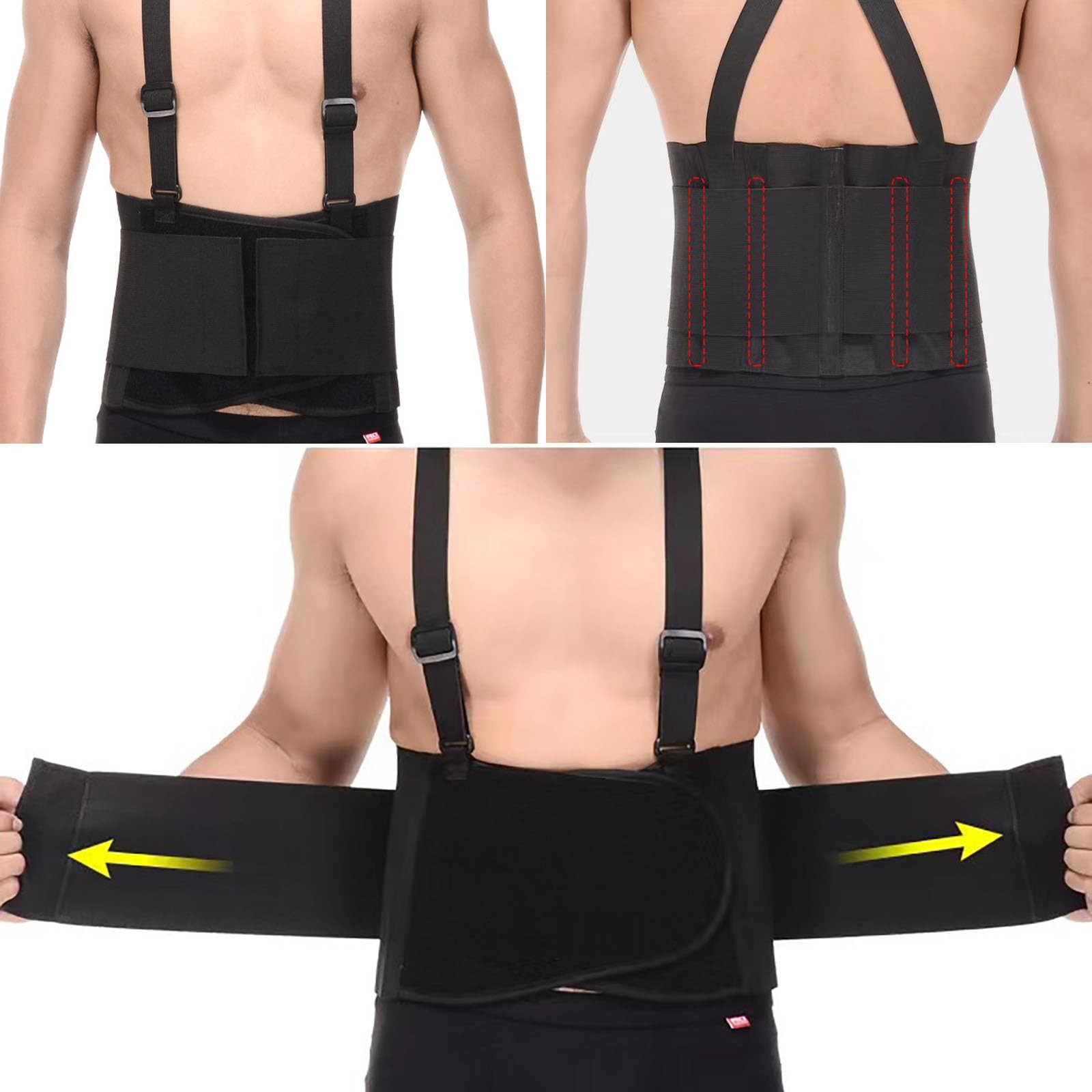 Working Lumbar Lower Back Brace Support Belt with Adjustable Straps-Back Pain