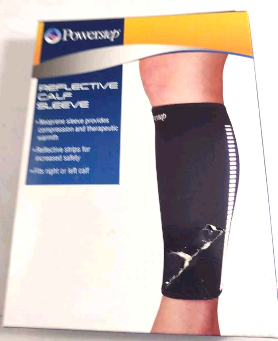 Neoprene Powerstep Slip-On Calf Sleeve with Reflective Strips Large