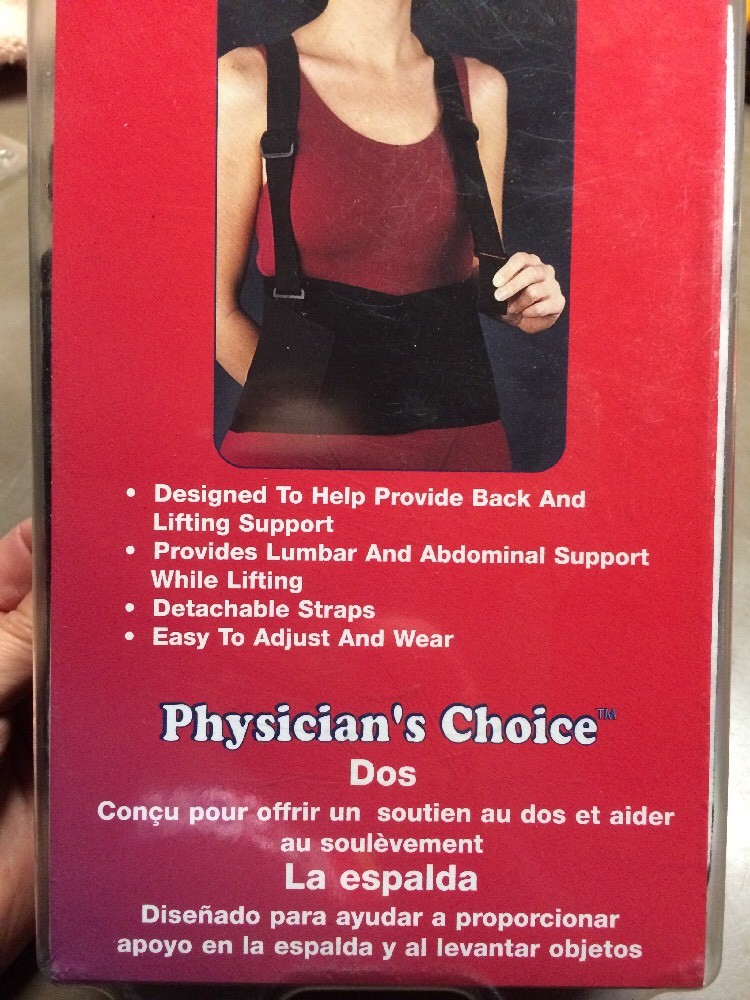 Physicians Choice Back Lifting Belt #5000-3033 Black Size Medium