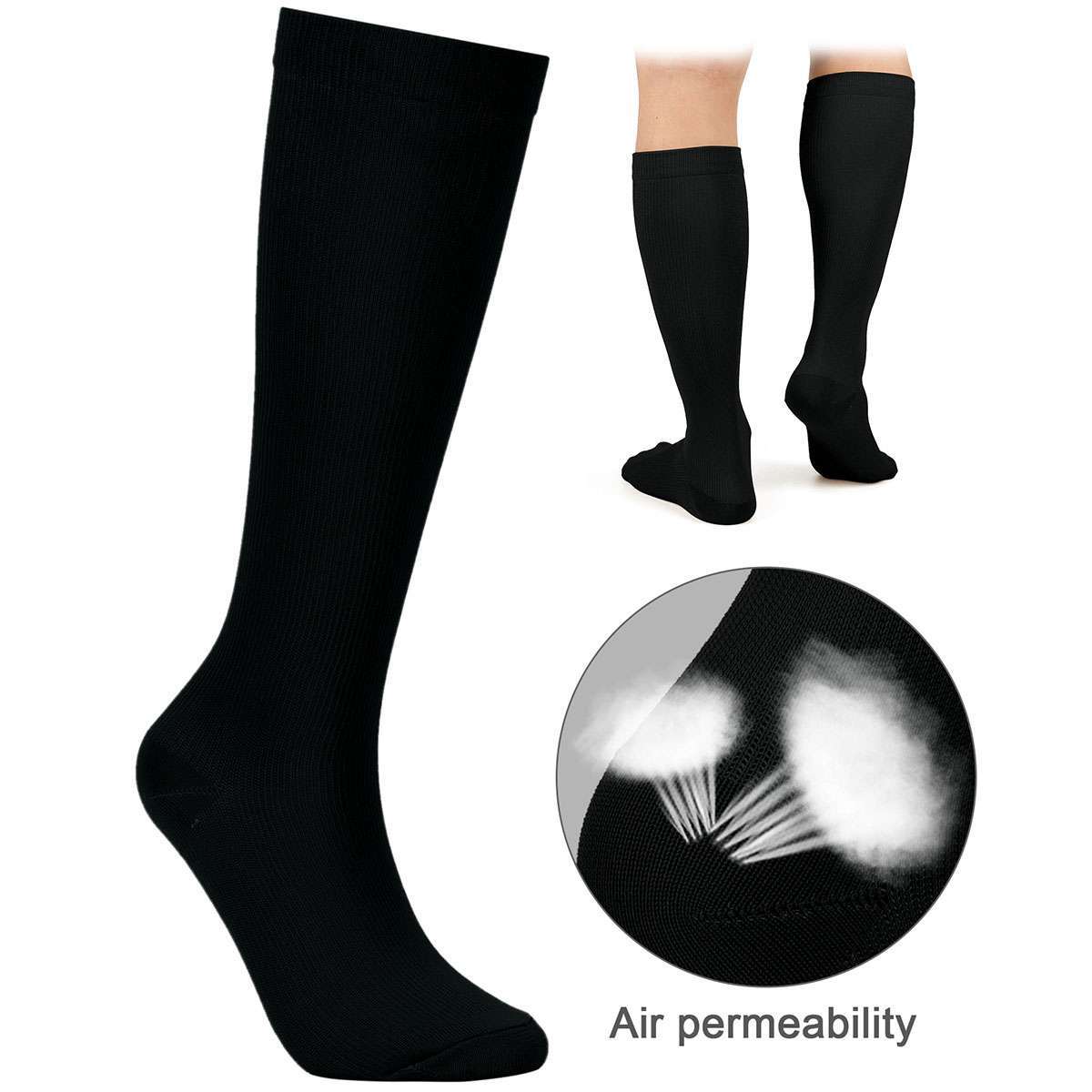 1-3pairs Unisex Compression Socks 20-30 mmhg Sports Knee High Running Fitness US