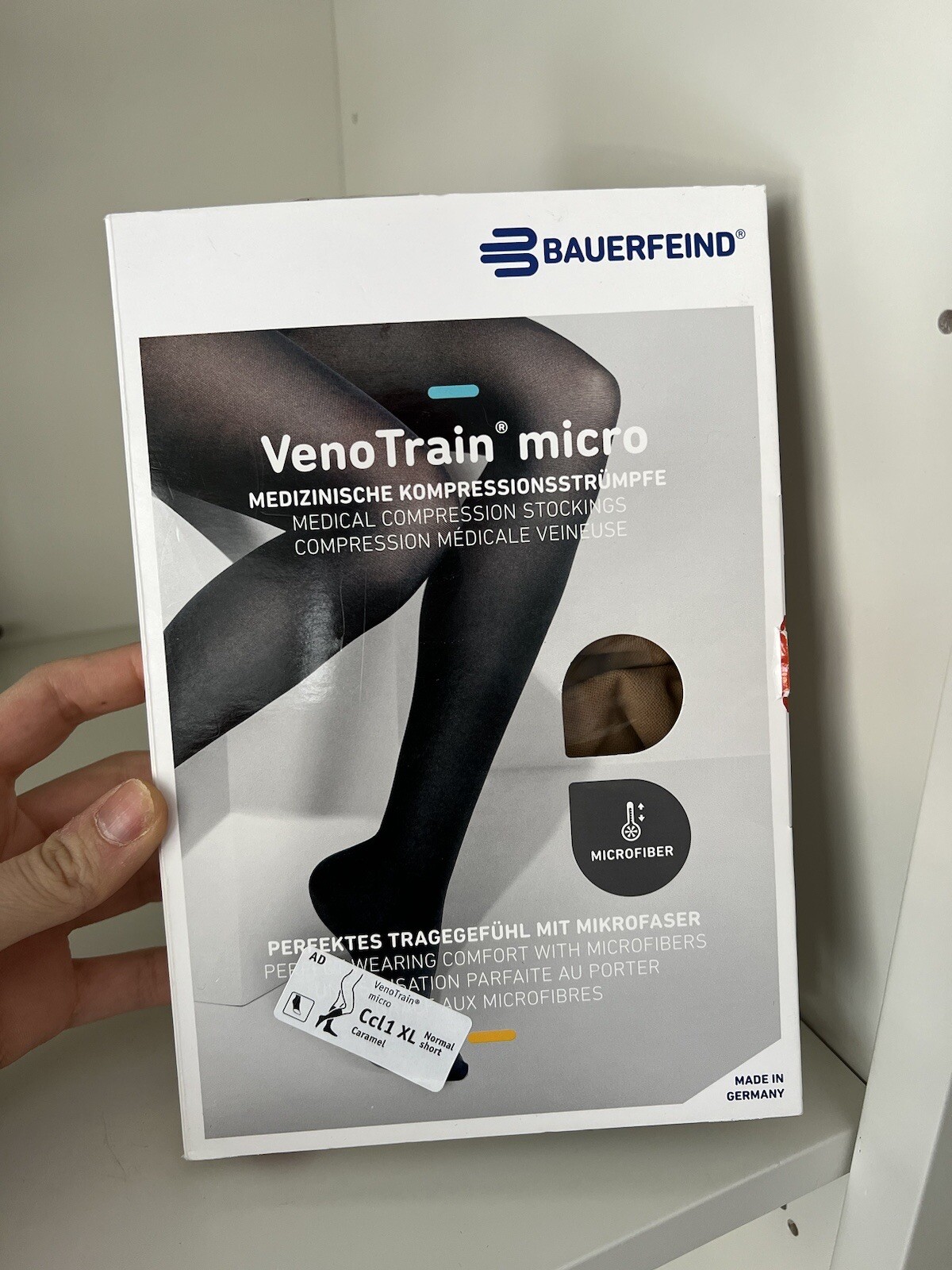 BAUERFEIND VenoTrain Micro Medical compression Stockings Carmel short size XL