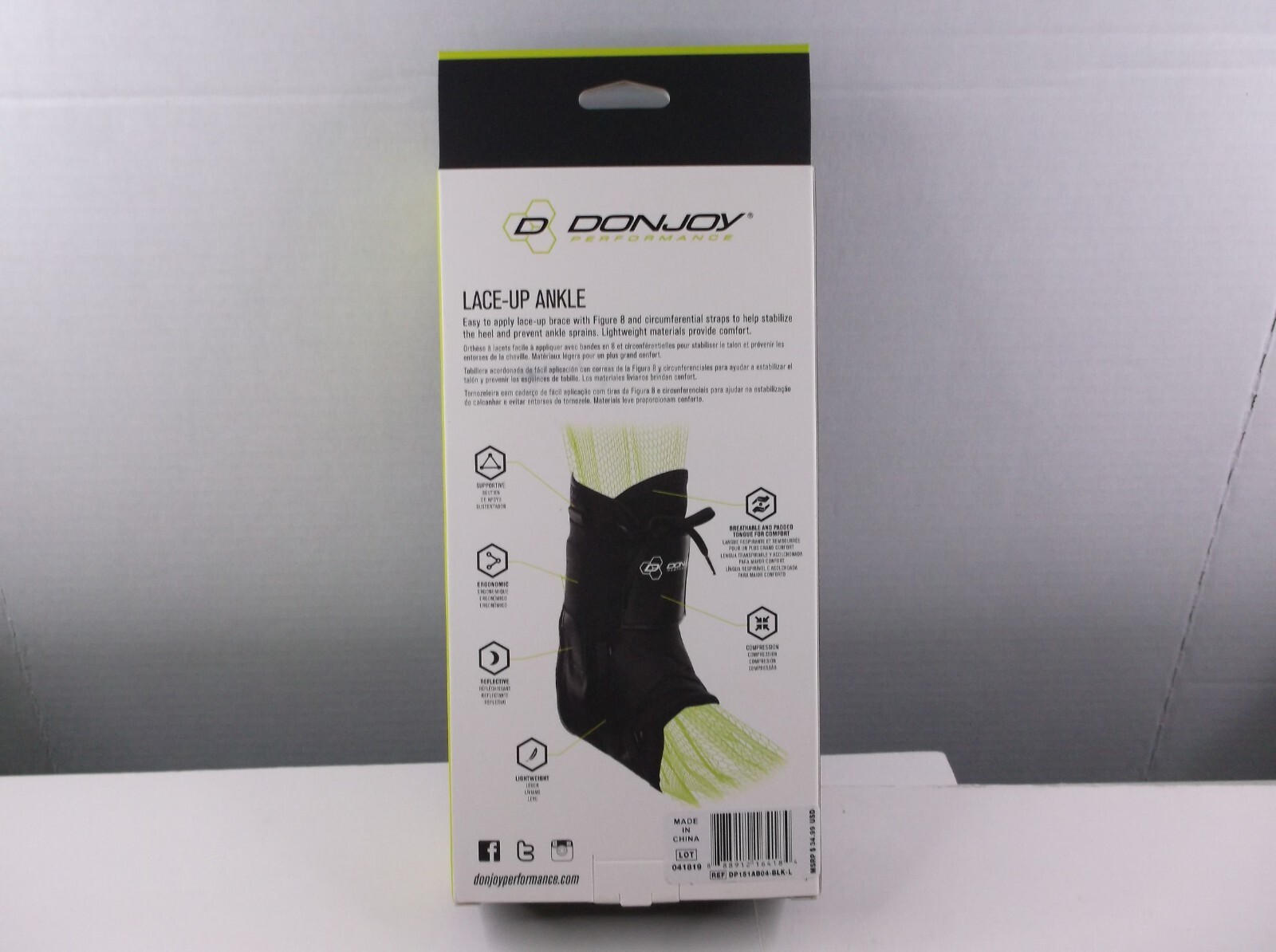NEW DonJoy Performance Lace-Up Ankle Brace Size Large Left Or Right Foot