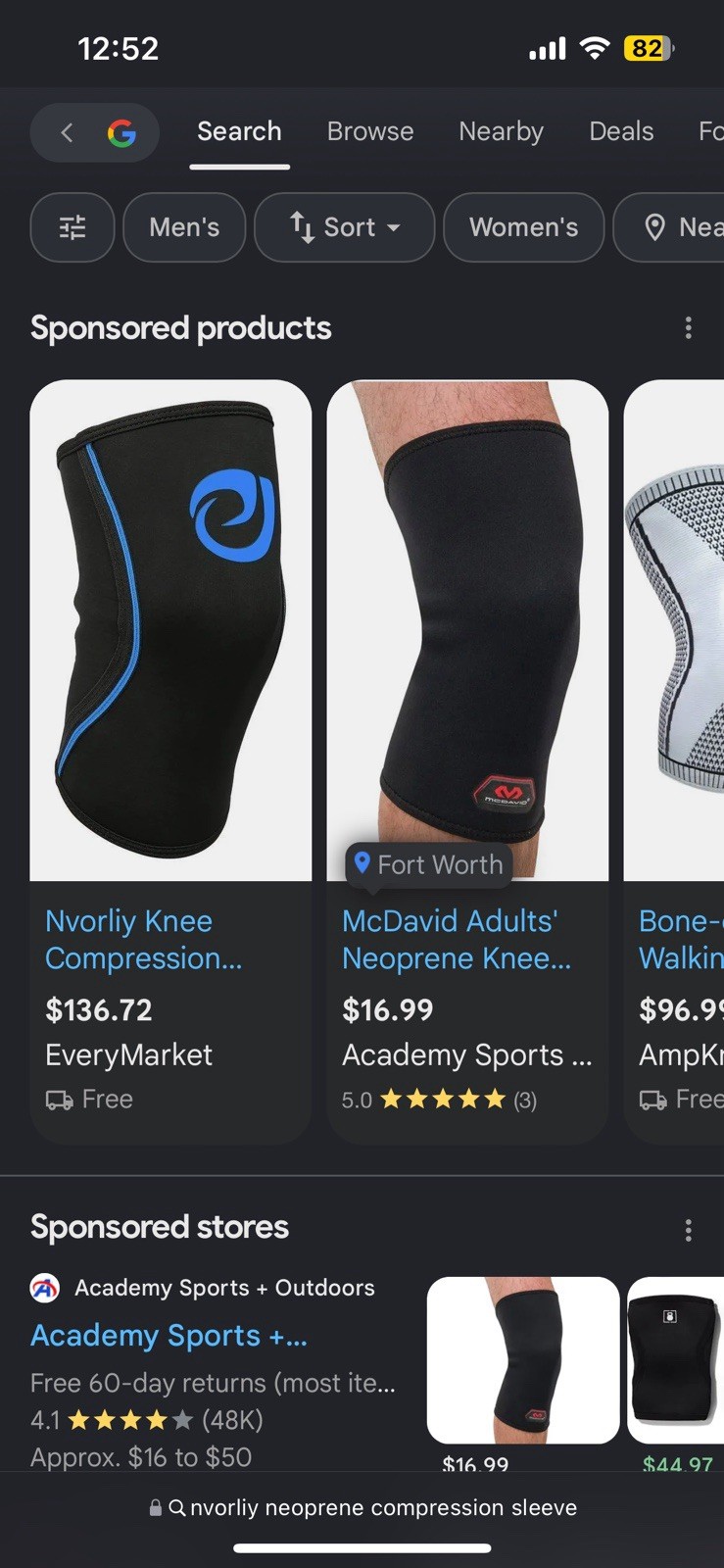 Nvorliy Neoprene Compression Knee Sleeve, Size M, Black/Blue Knee Support (1)