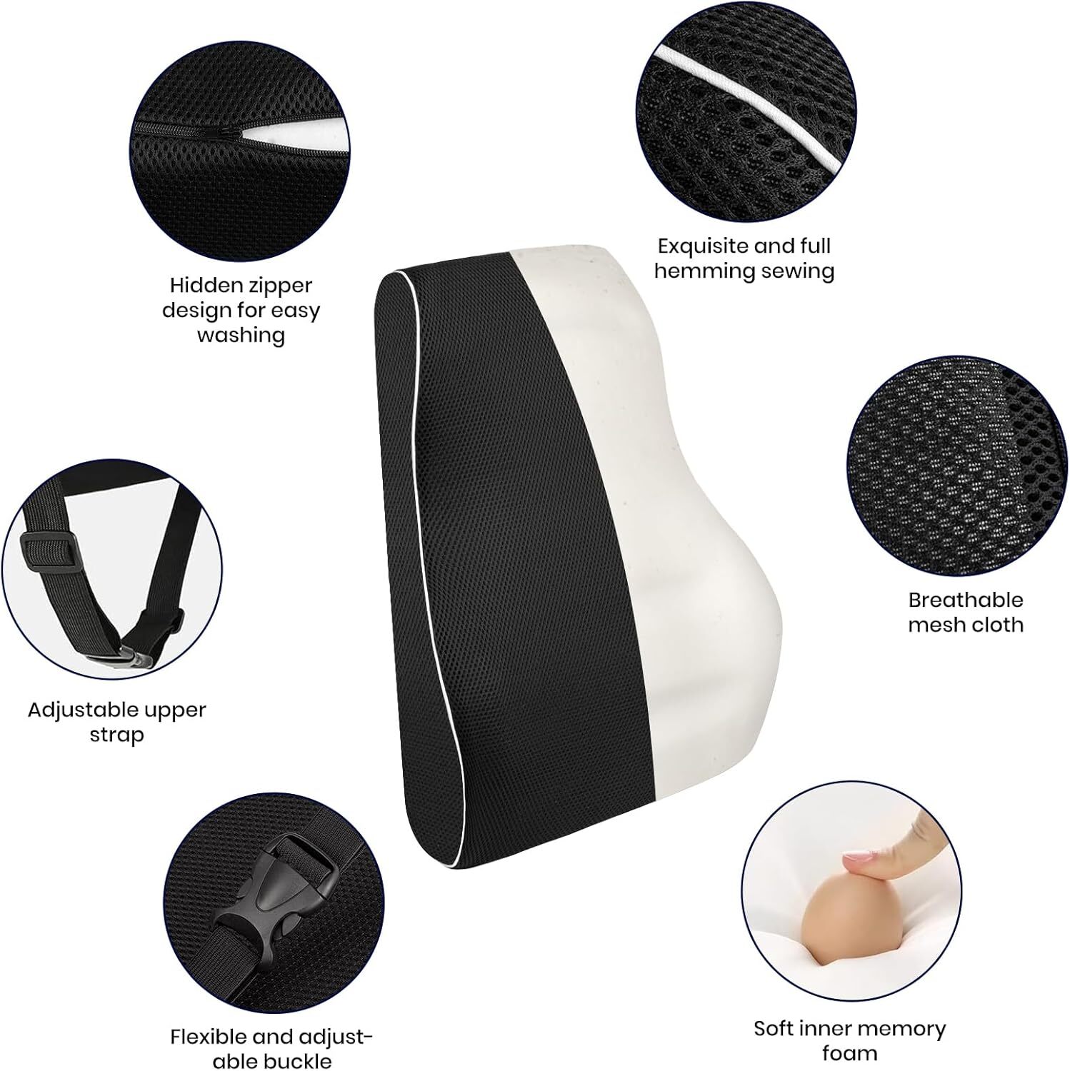 Memory Foam Lumbar Support Cushion for Home Office Car Seat Back Chair Pillow US