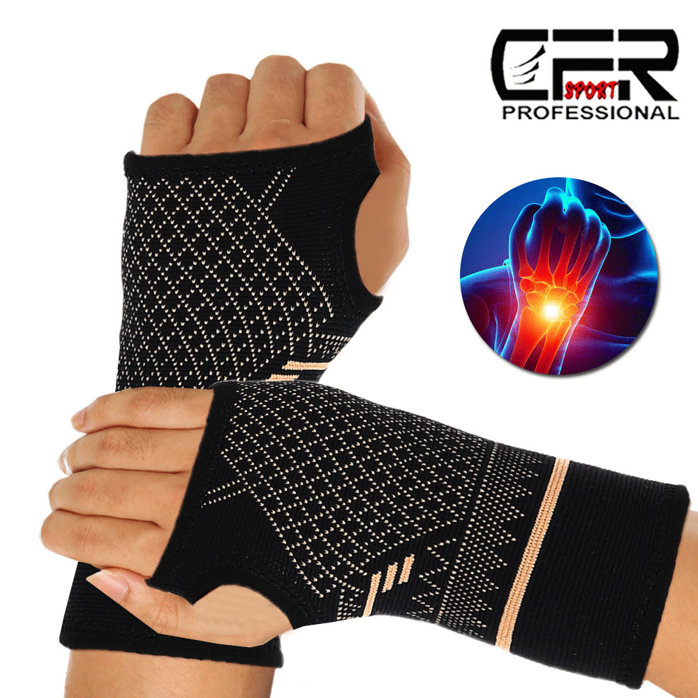 Wrist Hand Support Copper Carpal Tunnel Arthritis Compression Gloves Joint Pain