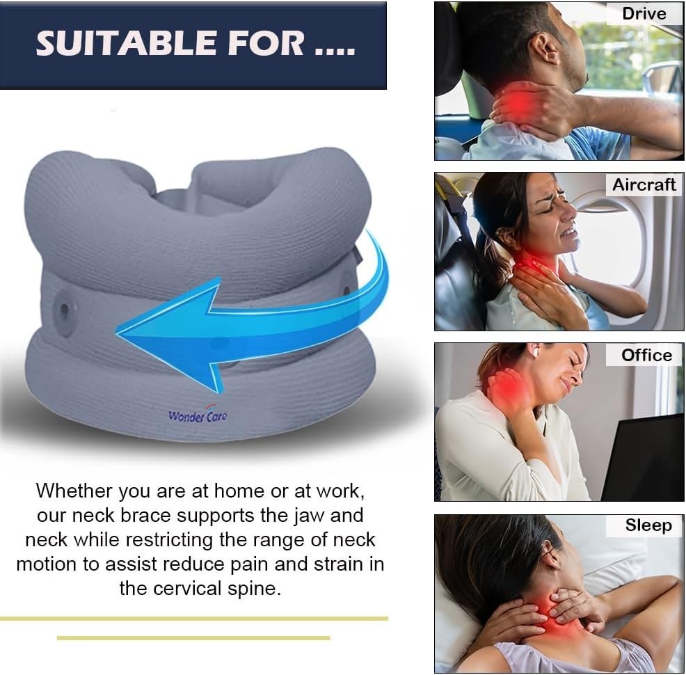 Ergonomic Soft Neck Support Brace – Adjustable Size for Pain and Comfort, Medium