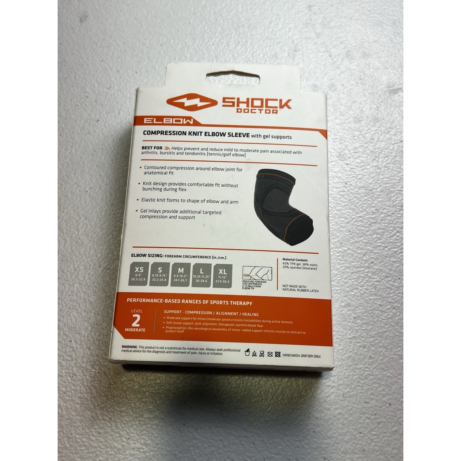 Shock Doctor Compression Knit Elbow Sleeve with Gel Support – Black – XL (182)