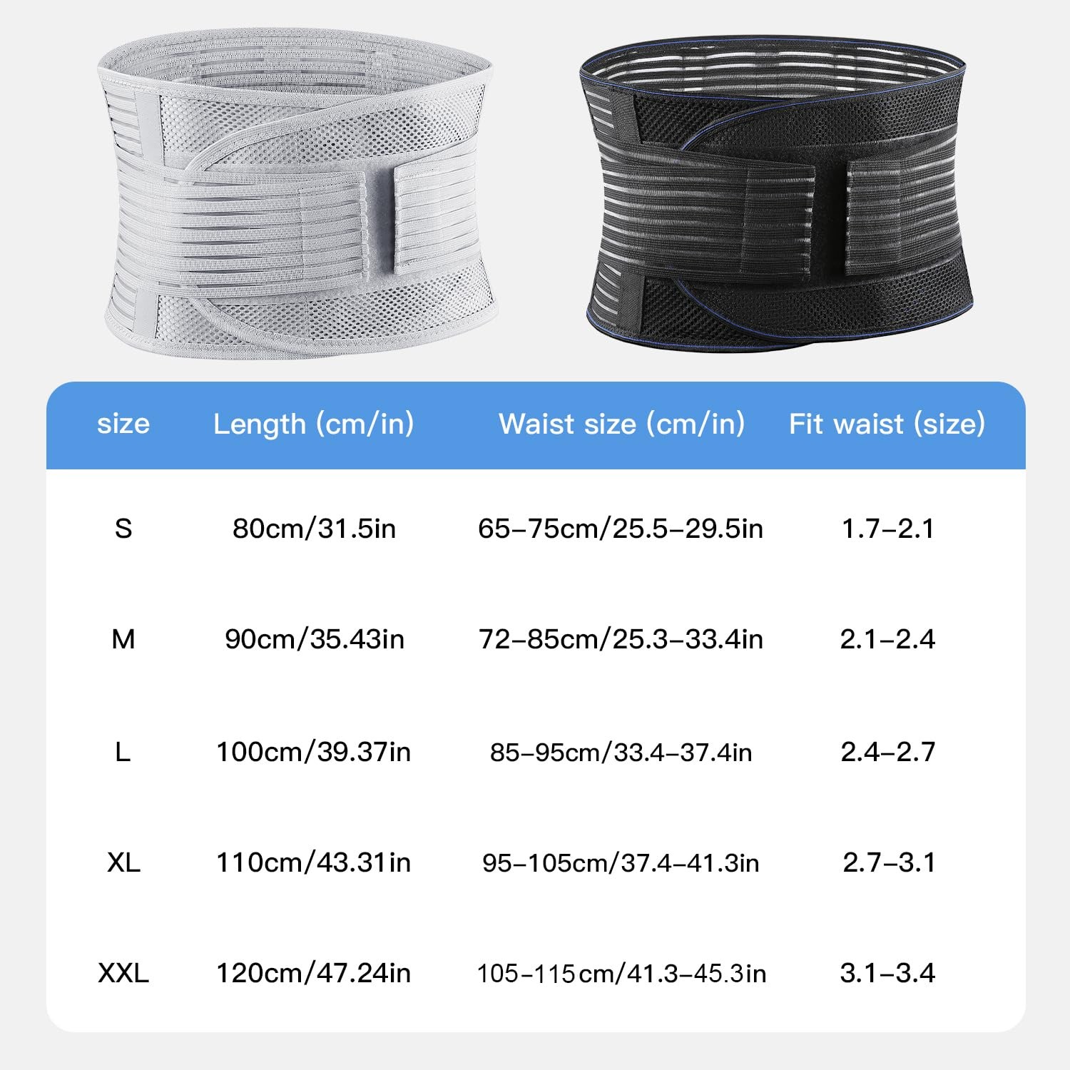 Lightweight Back Brace for Lower Pain Men Women, Breathable Large, Black