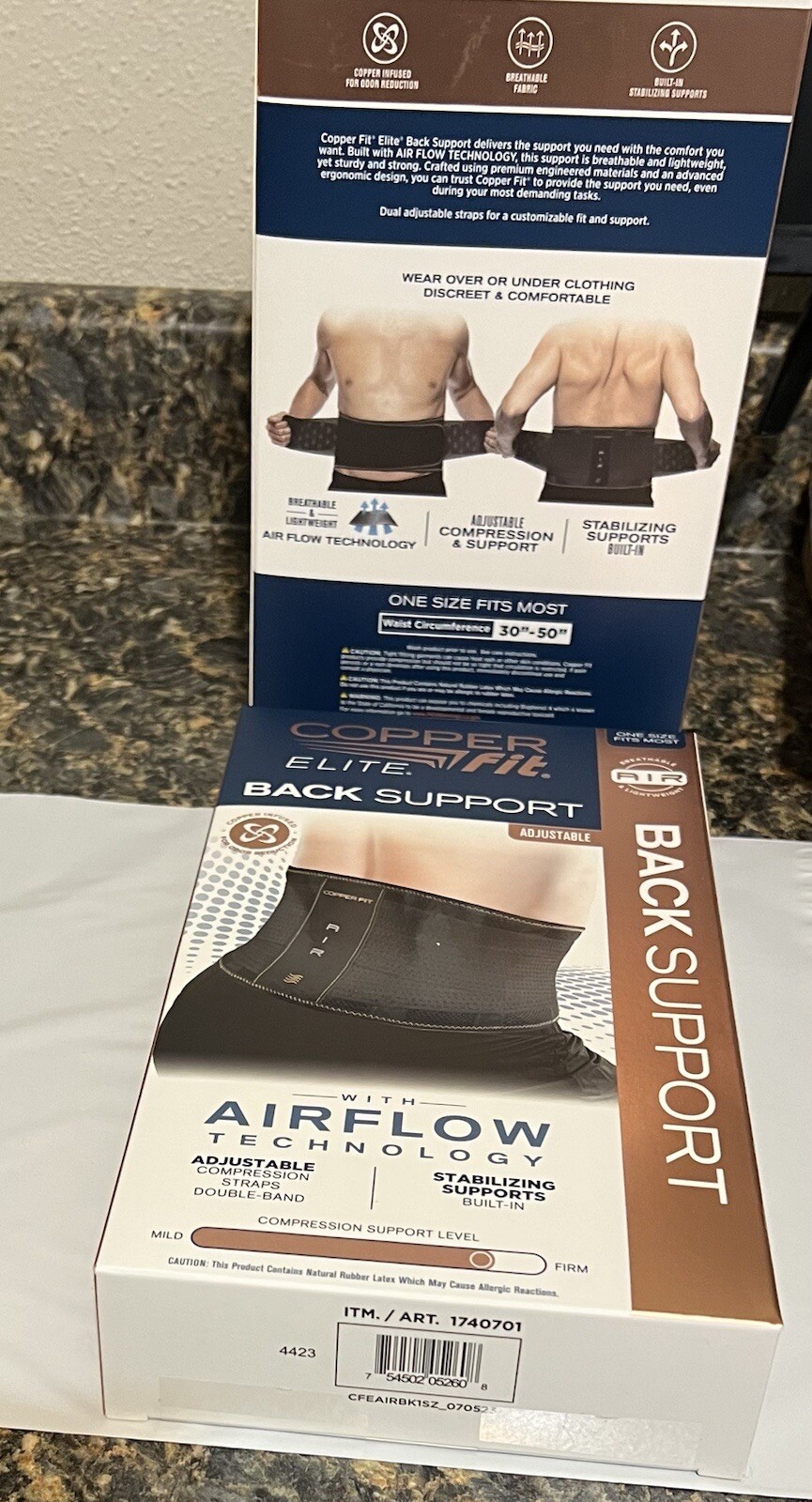 Copper Fit Elite Air Back Support Brace with Airflow Technology, Fits Most, NEW