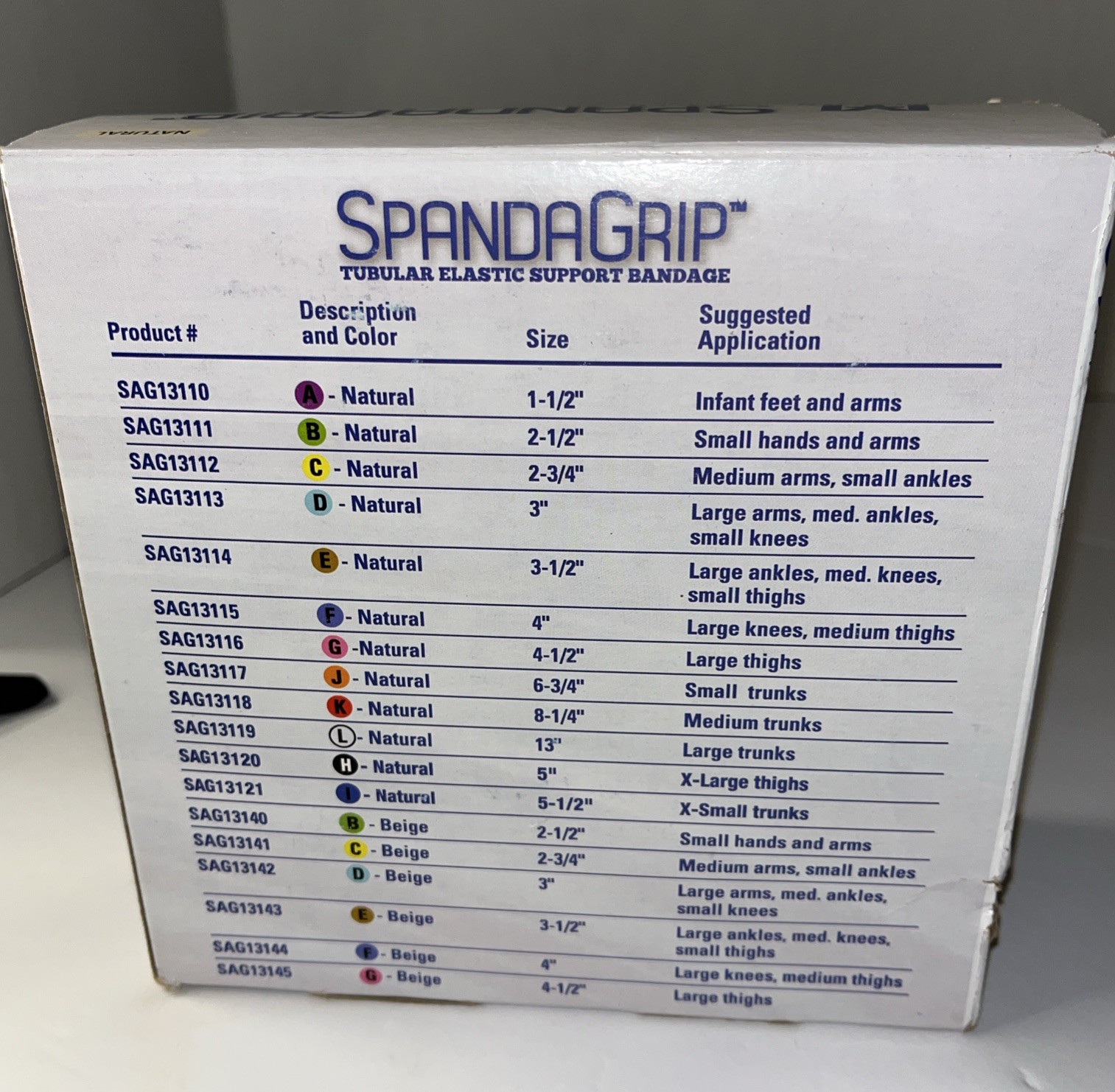 Spandagrip Tubular Elastic Support Bandage Roll 3” x 11 yds Size D Open Box