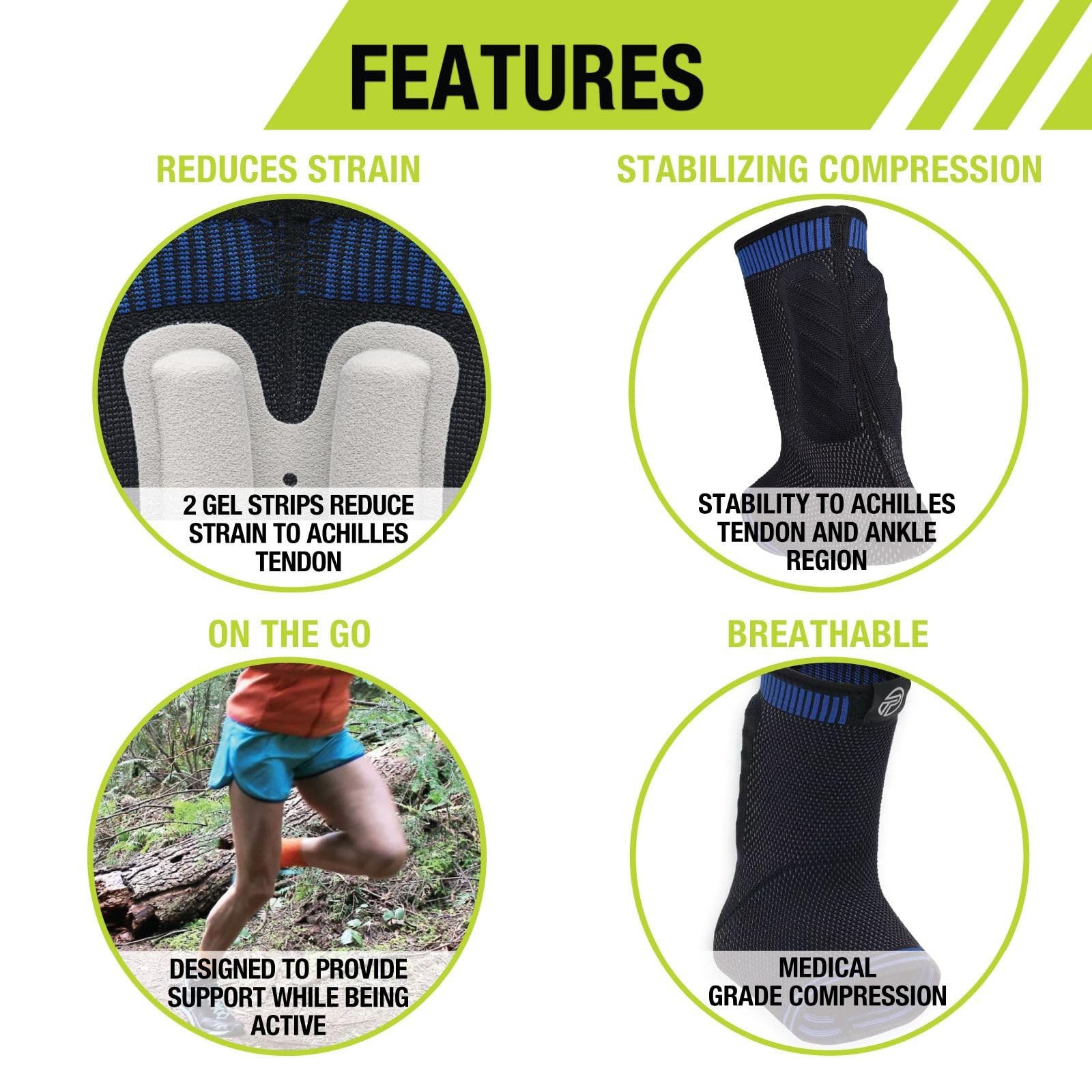 Achilles Tendonitis Brace Dual Gel Compression Support Sleeve Medical Grade M…