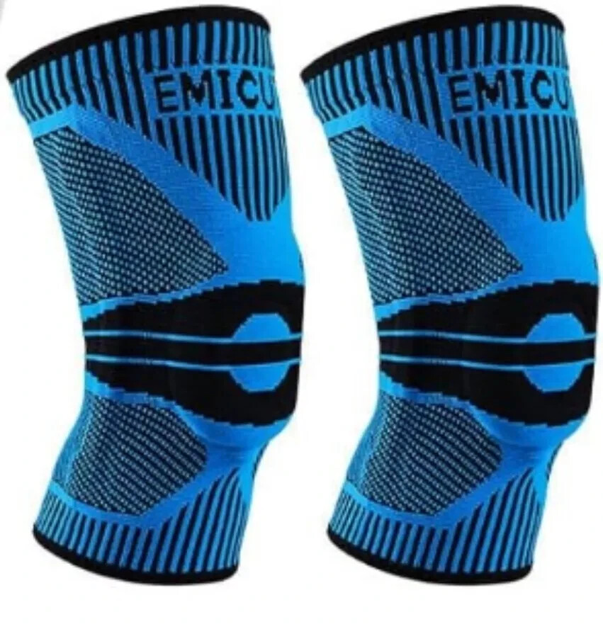 2 Pack Knee Braces With Side Stabilizer & Patella Gel Pads Size Large Blue