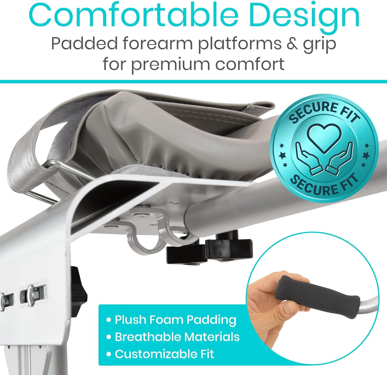 Adjustable Padded Walker Platform Attachment – No Tools, Lightweight Aluminum