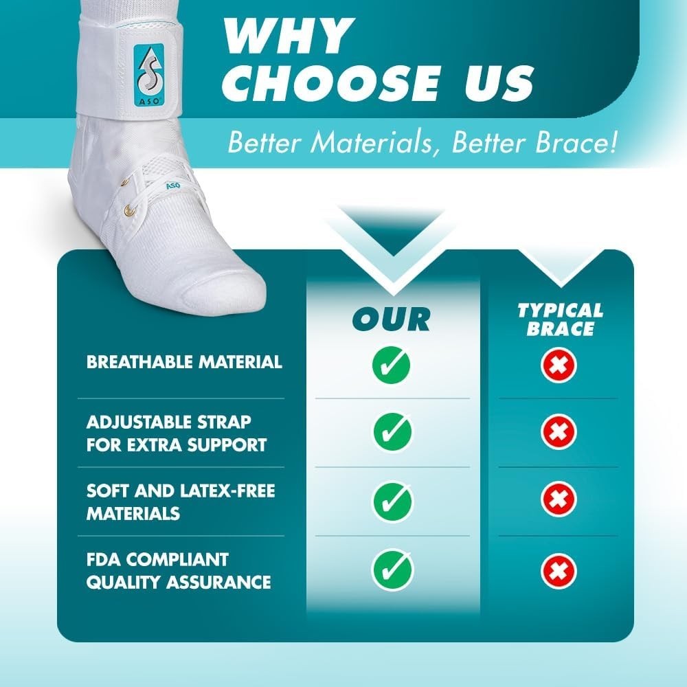 ASO Ankle Stabilizer Lace-Up Brace for Sprains & Tendonitis – Comfort & Support