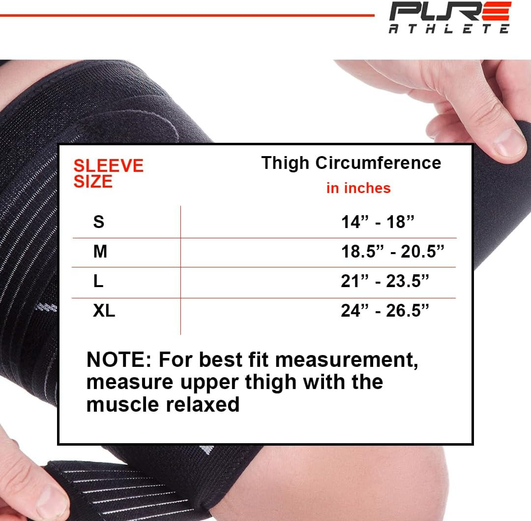 Thigh Compression Sleeve – Adjustable Straps Quad Wrap Support Brace, Hamstring