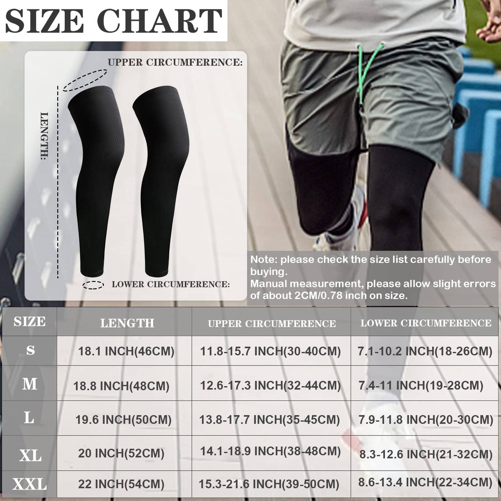 2Pairs Leg SleevesFull Leg Compression SleeveCompression Long Knee SleeveSpor