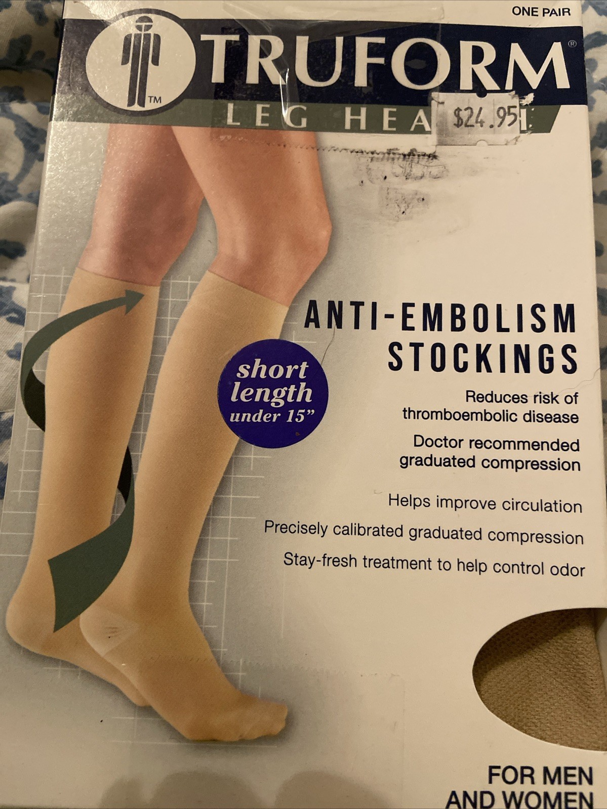 Truform 8808S Surgical Compression Stockings Anti-Embolism 18 mmHg Short BEIGE L