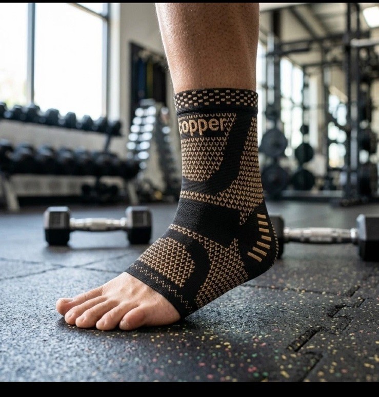 1pcs Adjustable Copper Infused Ankle Support Compression Sleeve for Sports