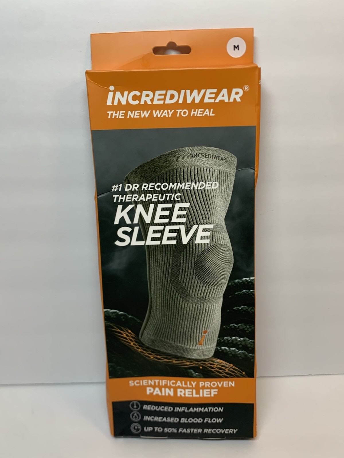 Incrediwear Knee Sleeve MEDIUM GRAY ~ Healing Brace Pain Arthritis Tendonitis