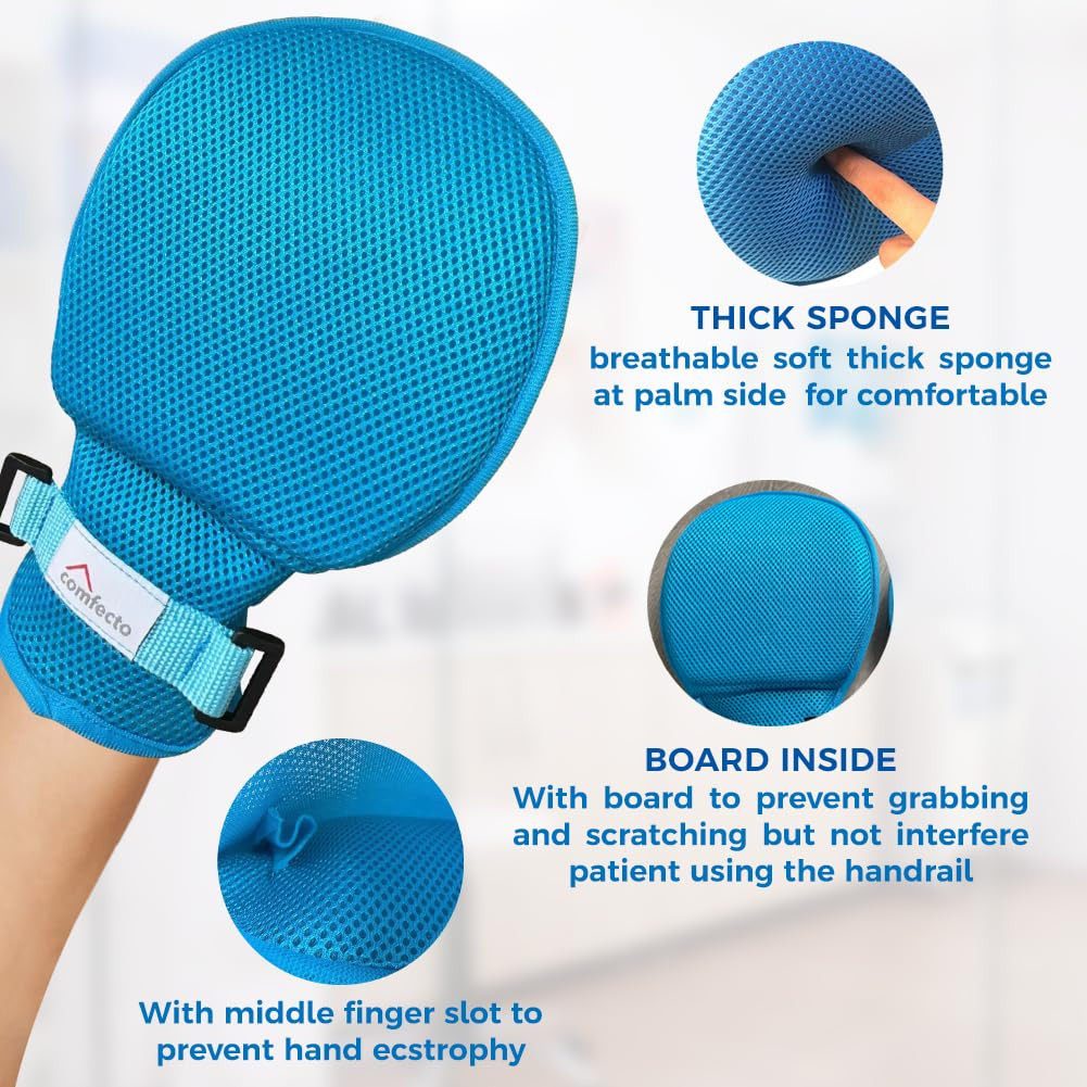 Dementia Gloves for Elderly 2 Pcs, Hand Control Mitts, Medical Restraint Mitts f