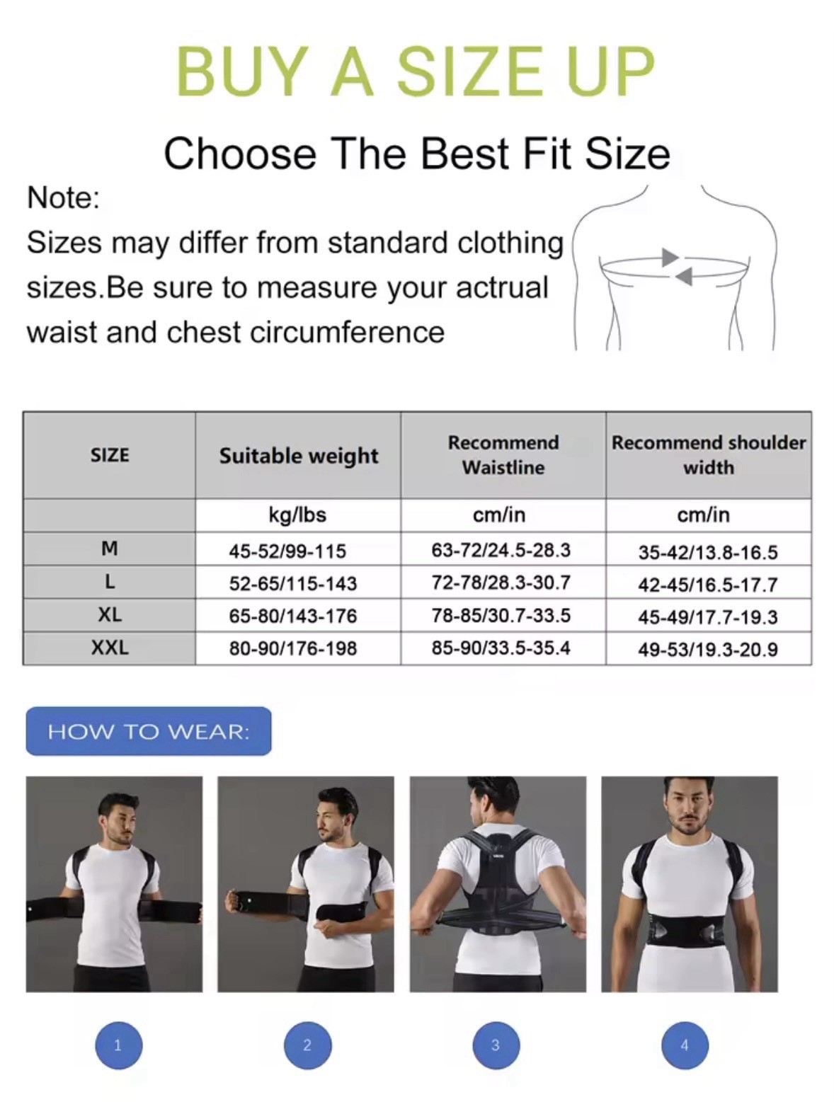 VBOSi Adjustable Back Brace Posture Corrector, Mesh, Steel Plates, M-XXL