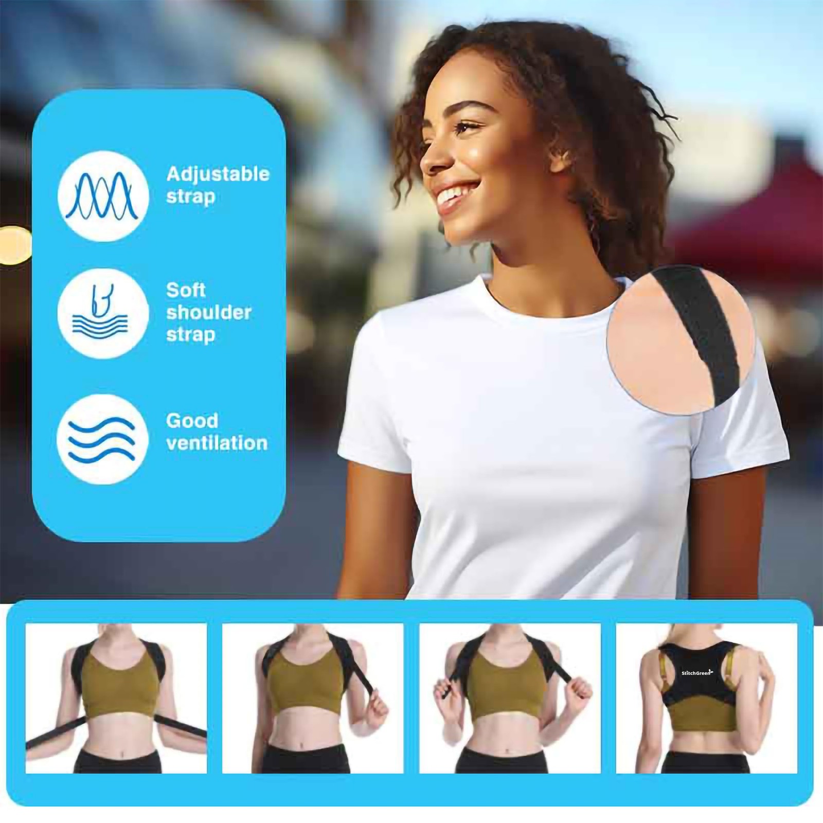 Breathable-Invisible Upper Back Brace Support Posture Corrector for Men & Women