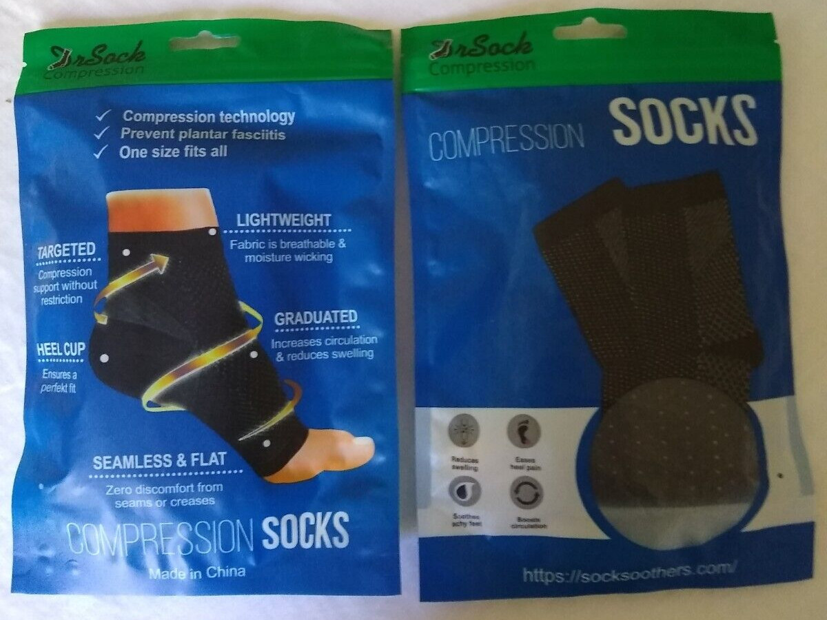 2 Packs Dr Sock Compression Socks One Size Fits All Prevent Plantar Fascitis NIP