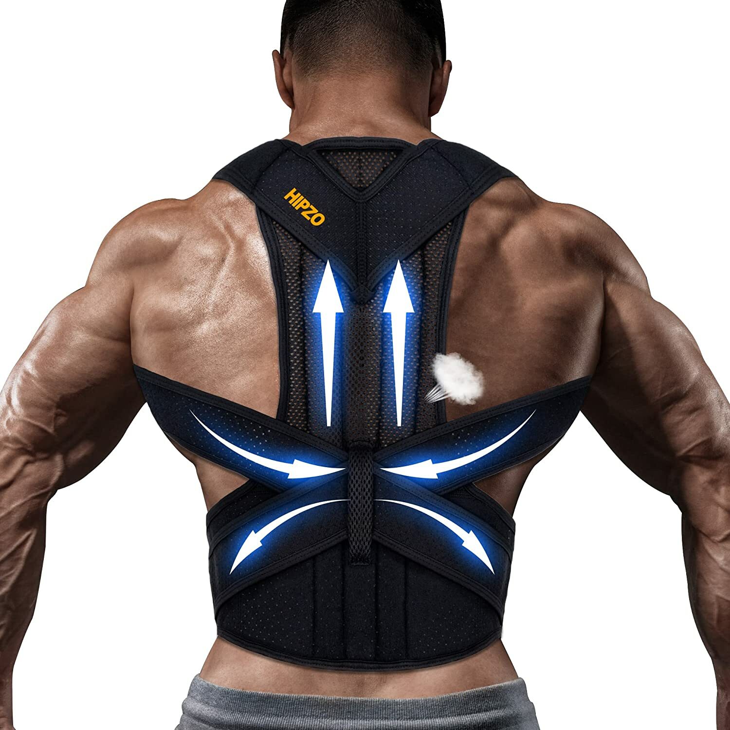Adjustable Back Support Posture Safety Brace Shoulder Belt Vest Strap Black Belt