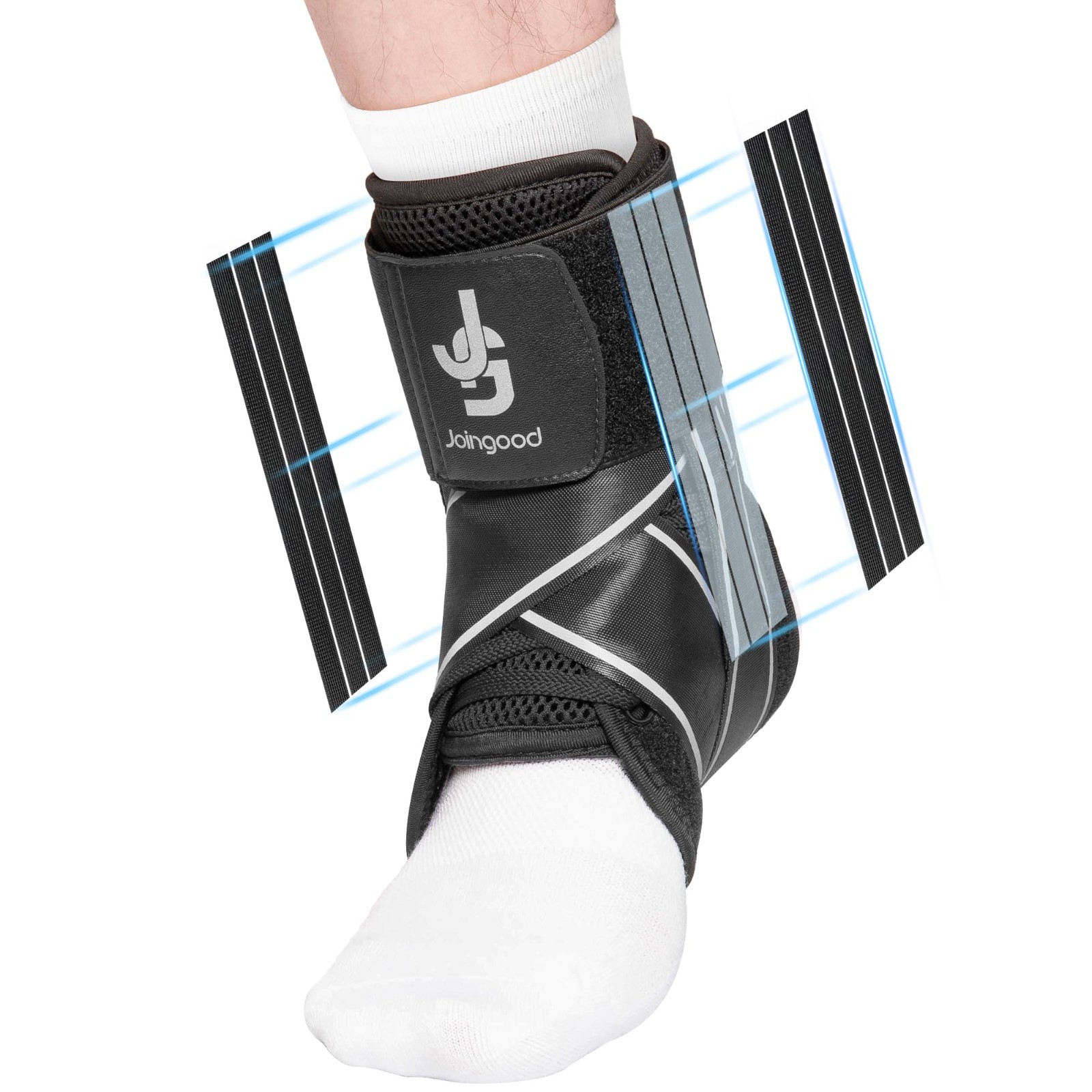 Ankle Brace with Quick-Lace System, Side Stabilizers & Reflective Strap – Suppor