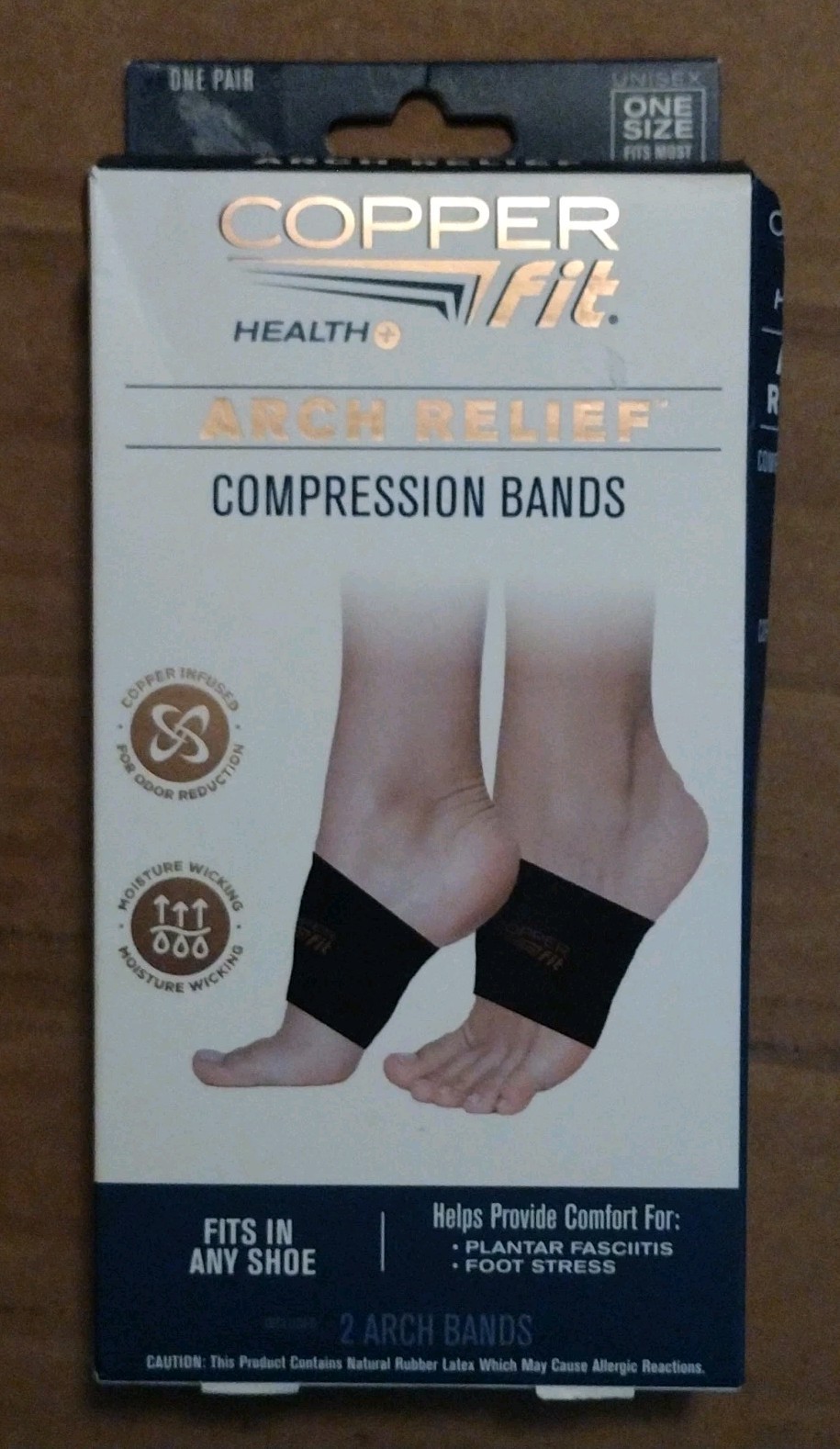 Copper Fit Health+ Arch Relief Compression Bands Two Arch Bands One Pair New