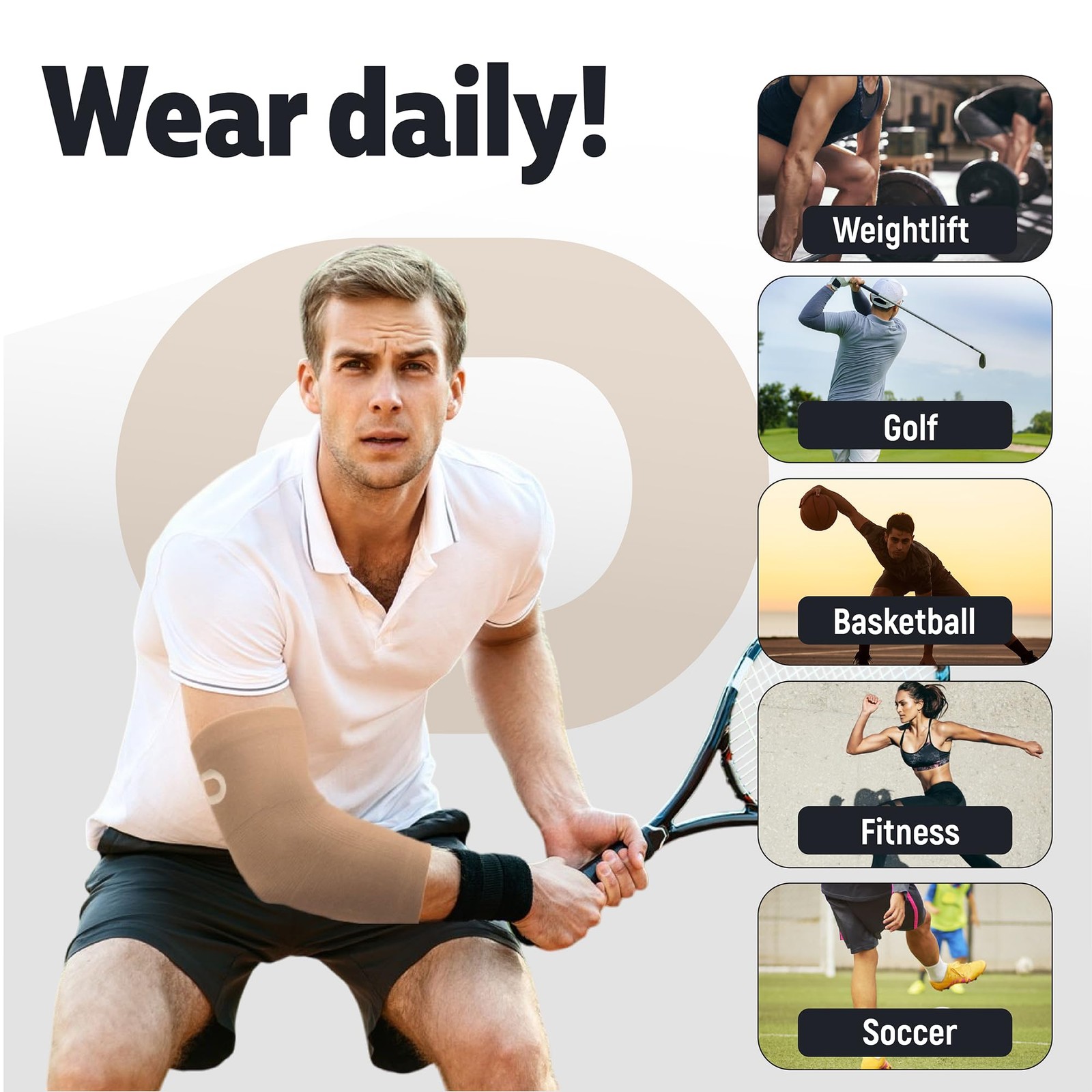 Elbow Brace Compression Sleeve (1 Pair) – Instant Support Elbow Sleeves for T…