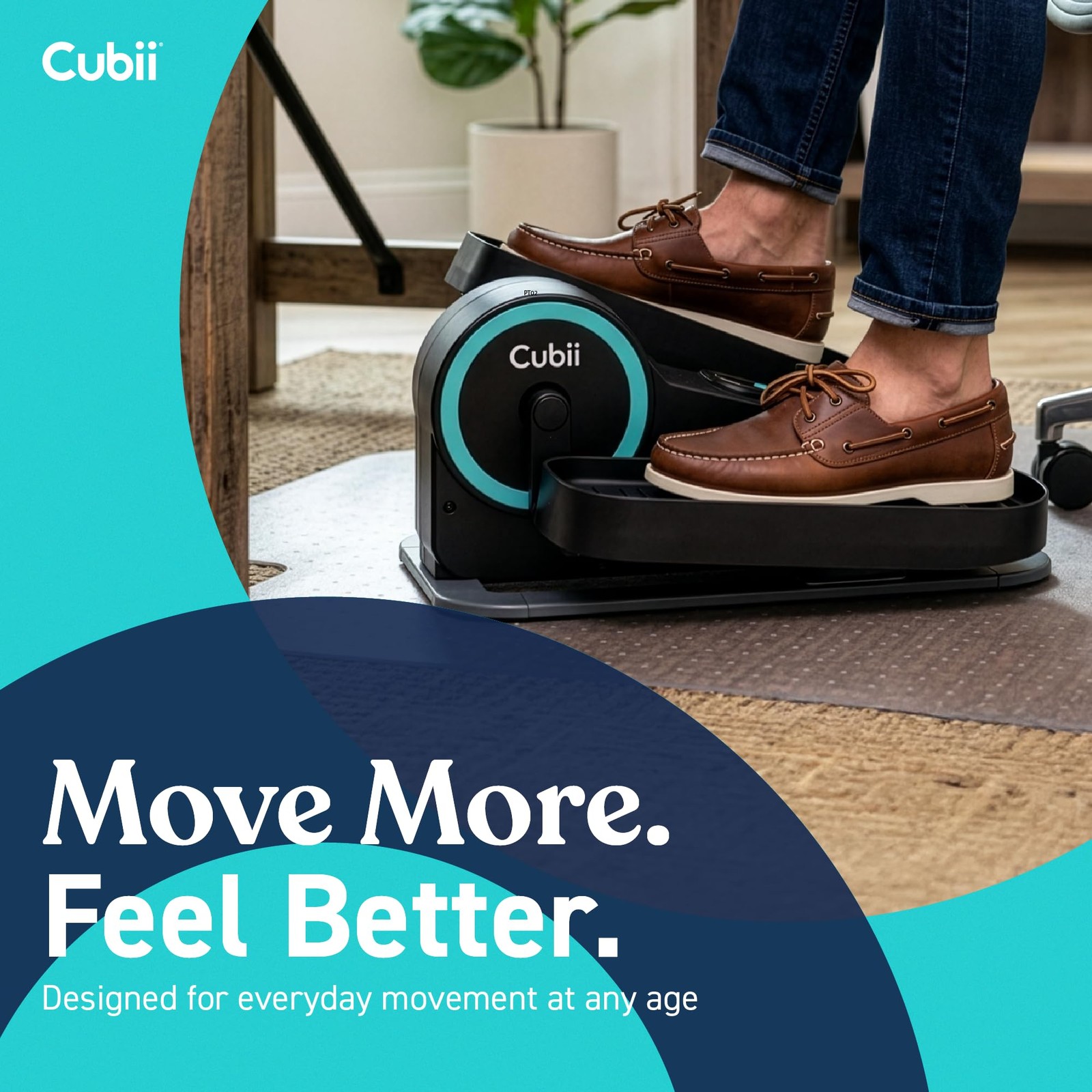 Cubii Move – Under Desk Elliptical Bike Pedal Exerciser Portable Seated Aqua