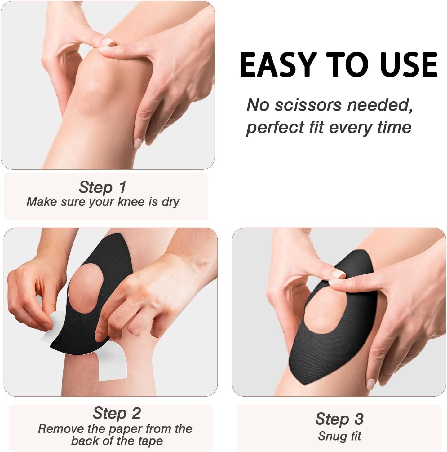Precut Kinesiology Knee Tape 10 Pack Pain Relief Support Sports Therapy Tape