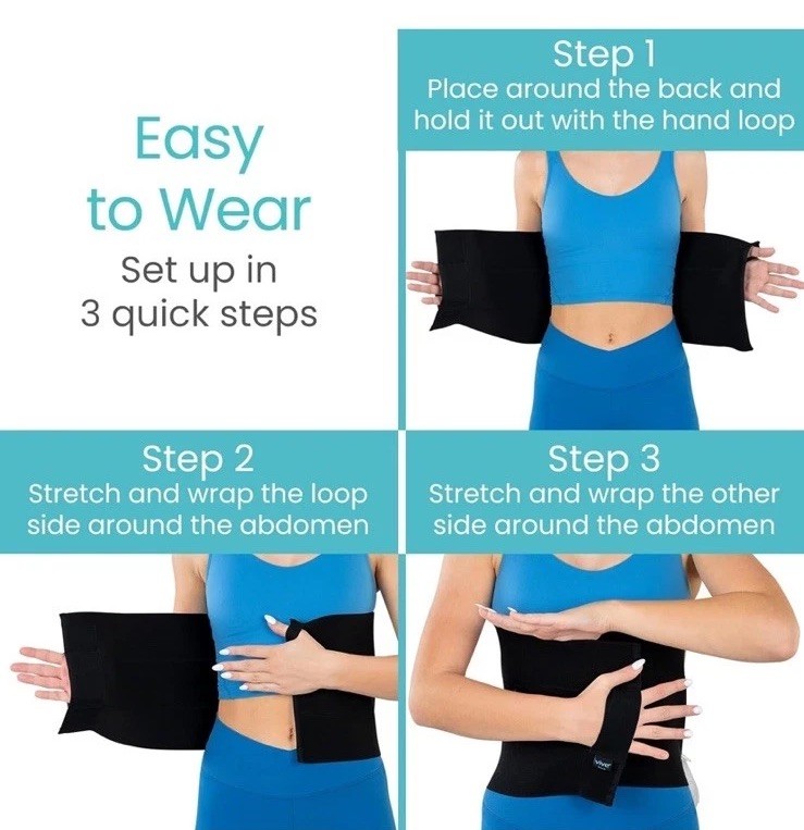 Vive Abdominal Binder Post Surgery (3 Panel) Size Small 25”-32”