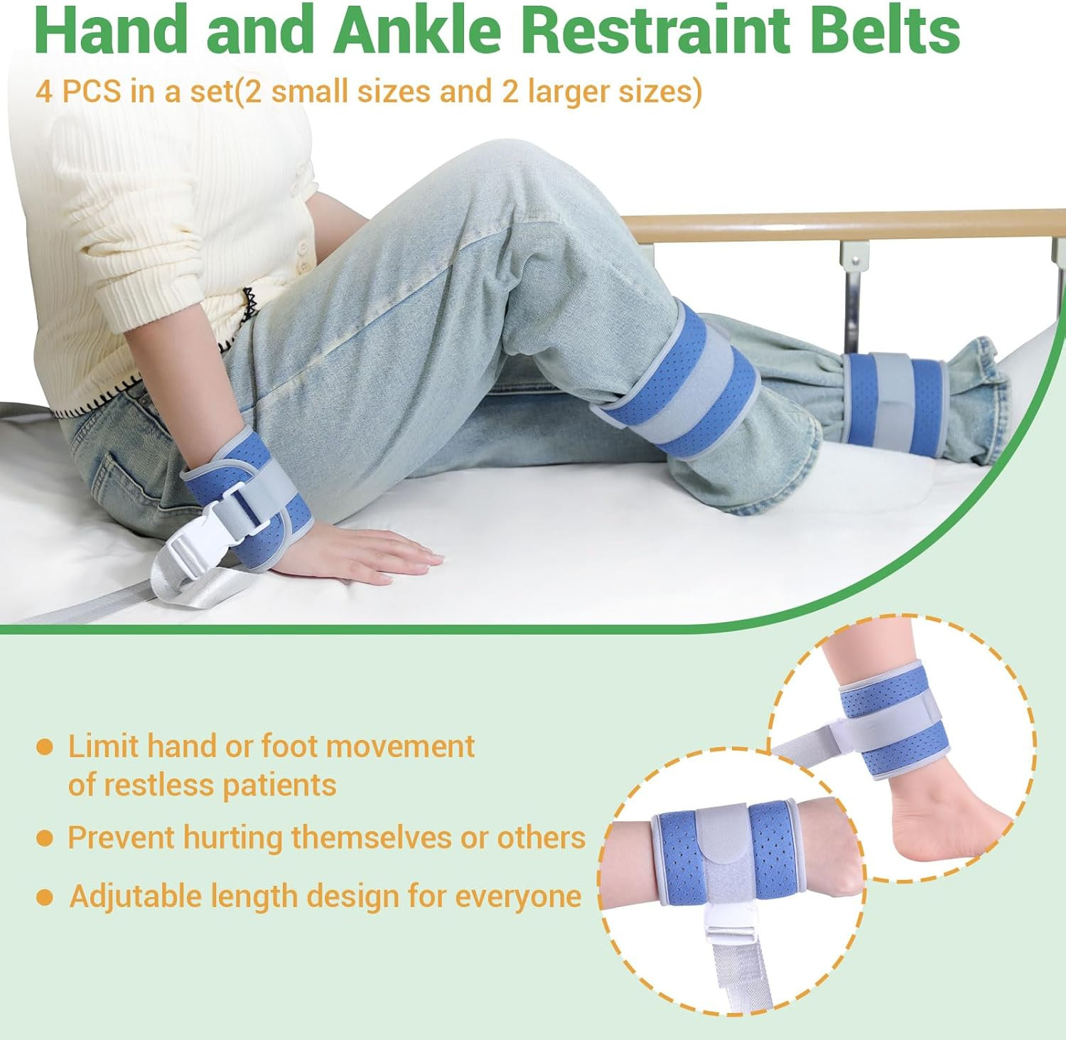 Patient Restraint Band, Ankle and Wrist Universal Constraints Control, Restraint