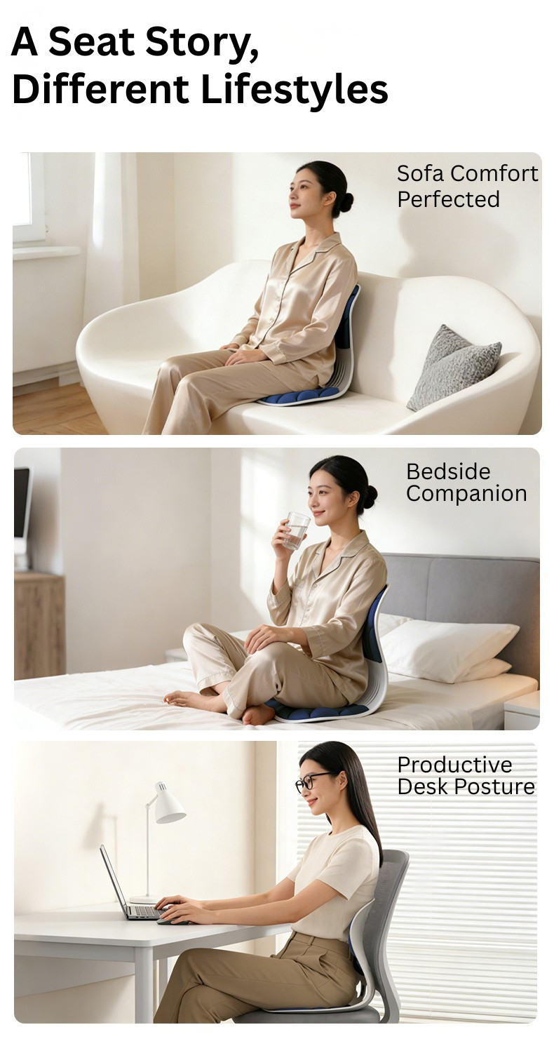 Blue Ergonomic Lumbar Support | Back Support with 6-Region Pressure Reliever