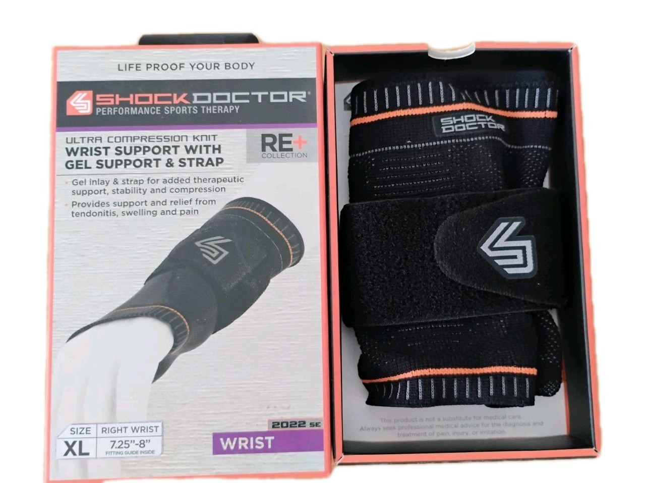 Shock Doctor Right Wrist Support with Gel and Strap Size XL 7.25″ – 8″ Brand NEW