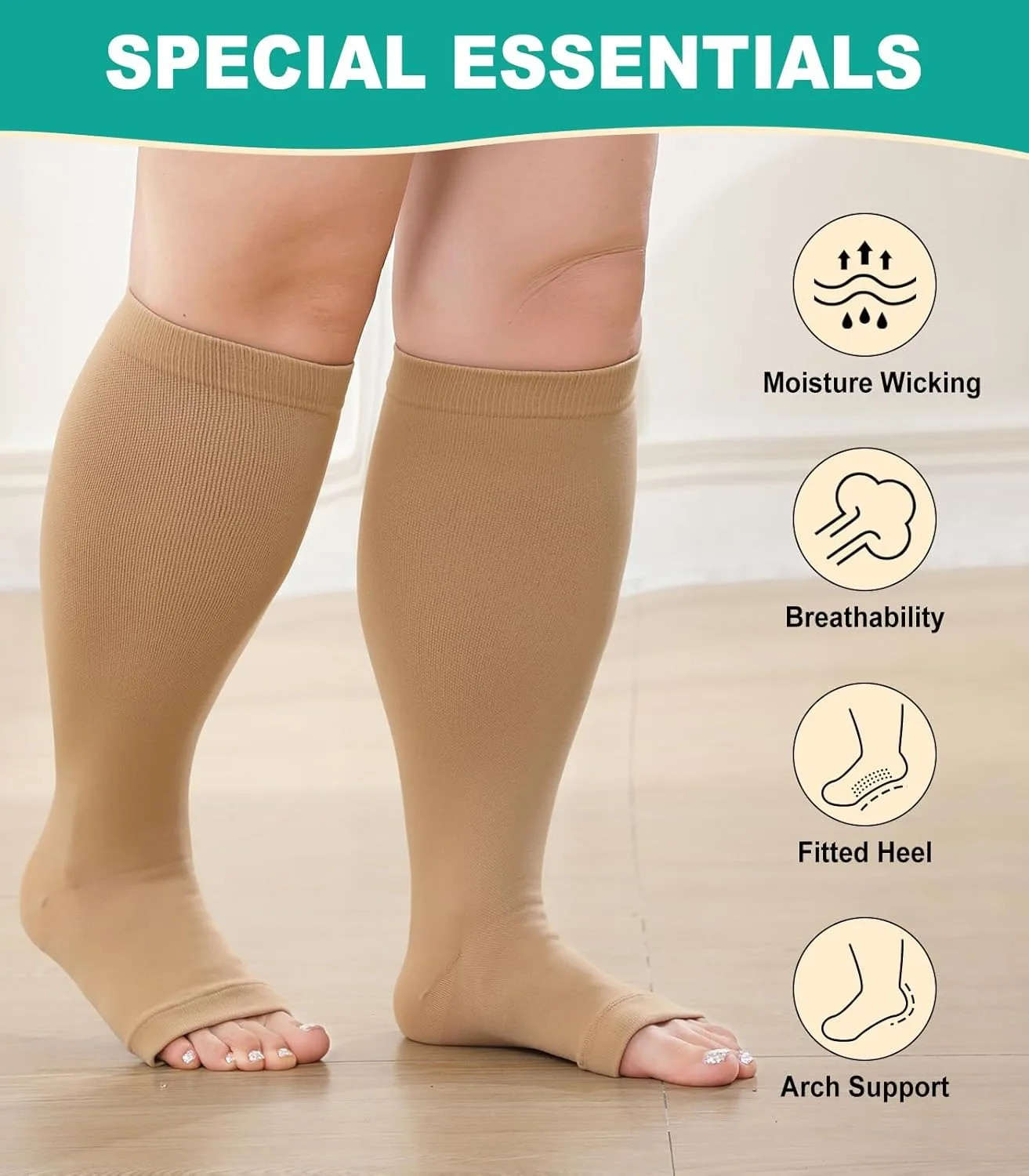 1Pair Toeless Compression Socks for Women Men,Plus Size Compression Socks