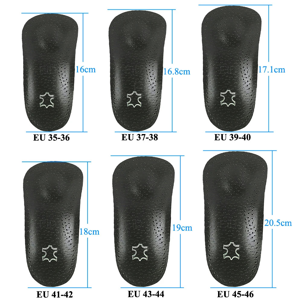 Leather orthotic Insoles OX Leg Heel Cushion for Feet Soles Relieve Foot Pain Pr