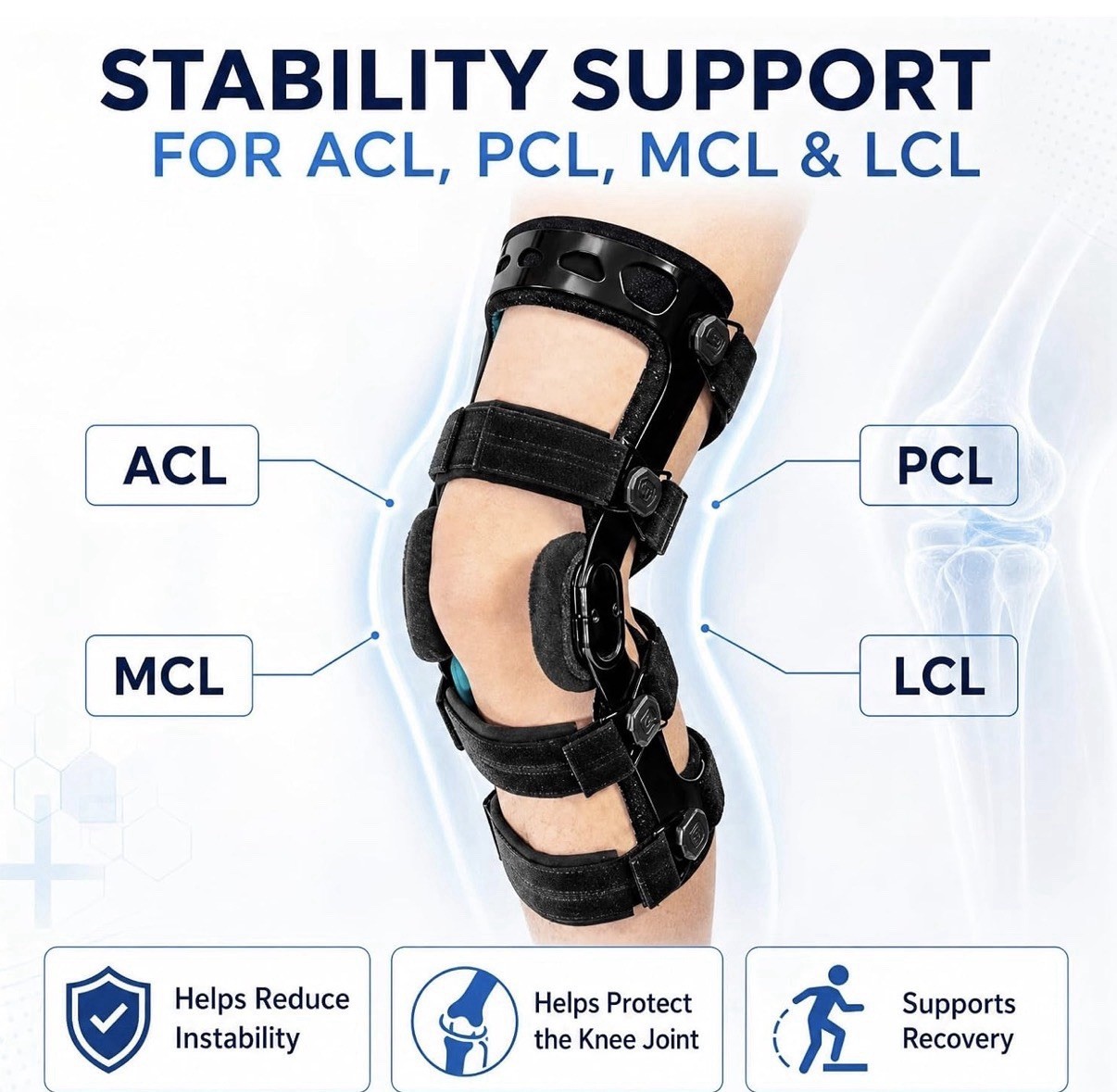 Brand New Sealed Medium Functional Hinged Knee Brace w Adjustable ROM for R leg
