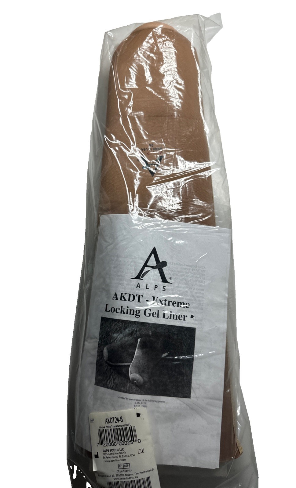 Alps AKDT24-6 Above Knee Transfemoral Gel Liner Size Large New Sealed