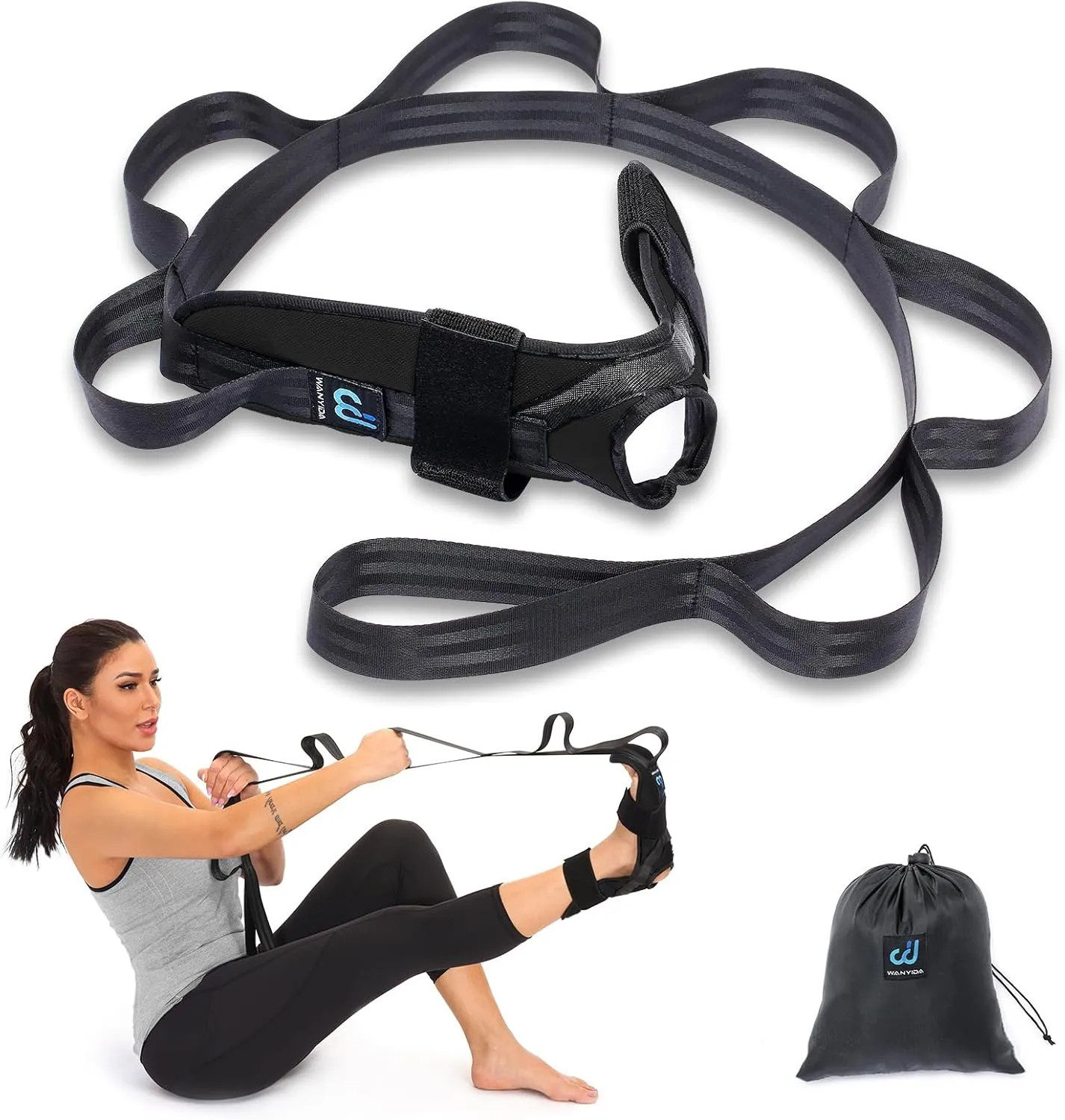 Foot and Calf Stretcher Strap for Plantar Fasciitis Achilles Tendonitis Blue