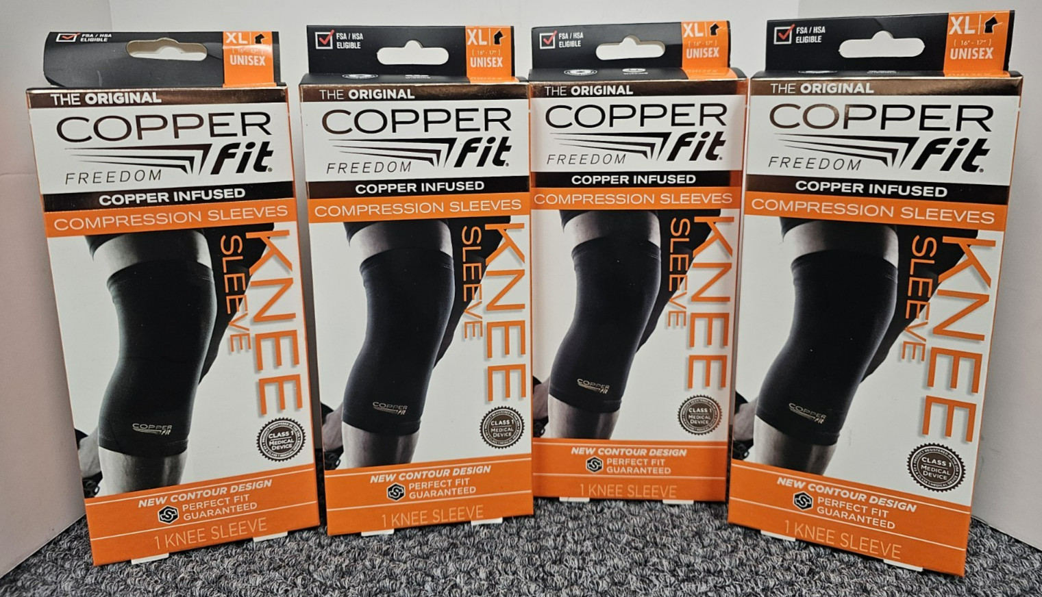4X COPPER FIT THE ORIGINAL COPPER INFUSED COMPRESSION KNEE SLEEVE XLARGE – FOUR