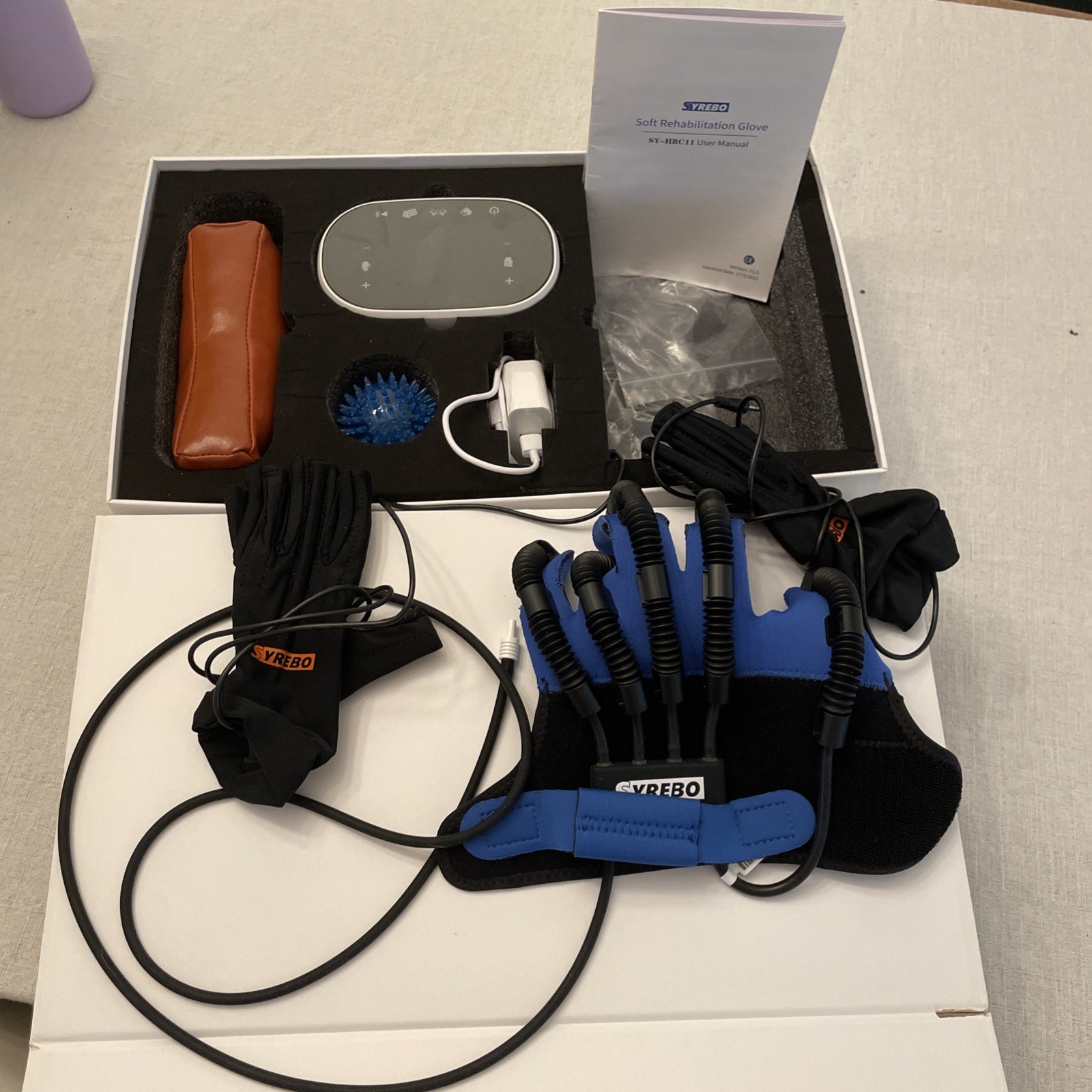 Syrebo Soft Rehabilitation powered Glove and accessories left Hand Large