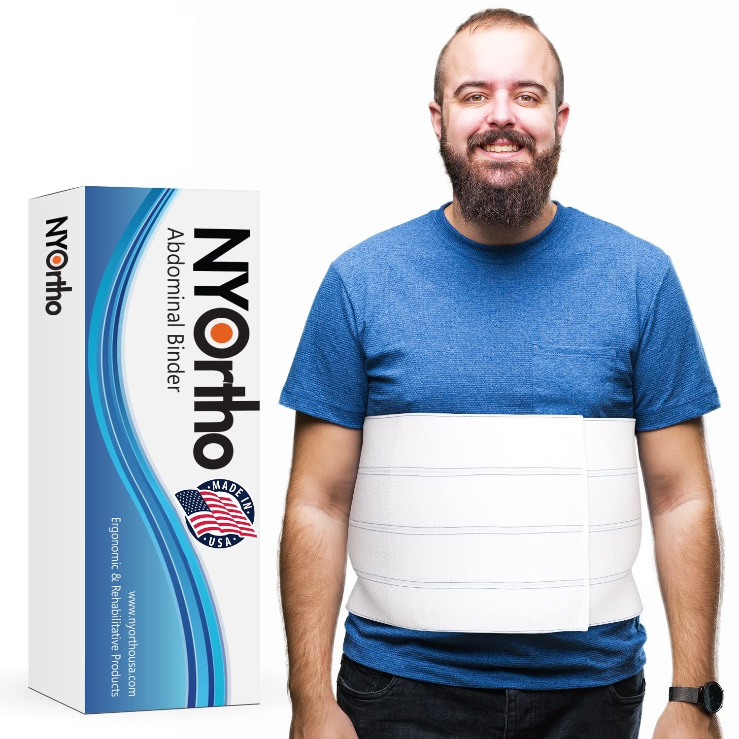 Bariatric Abdominal Binder,12-Inch Wide Elastic Belly Wrap for Plus-Size Men …
