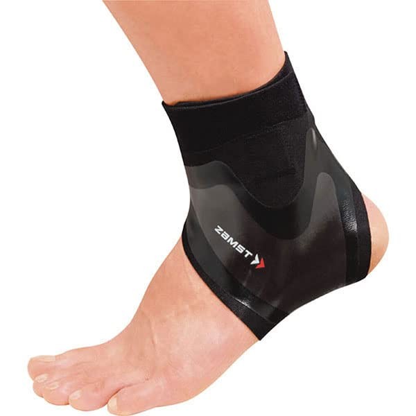 ZAMST Filmista Z-ANKLE Ankle Supports, Left and Right, Black, Right Size Small