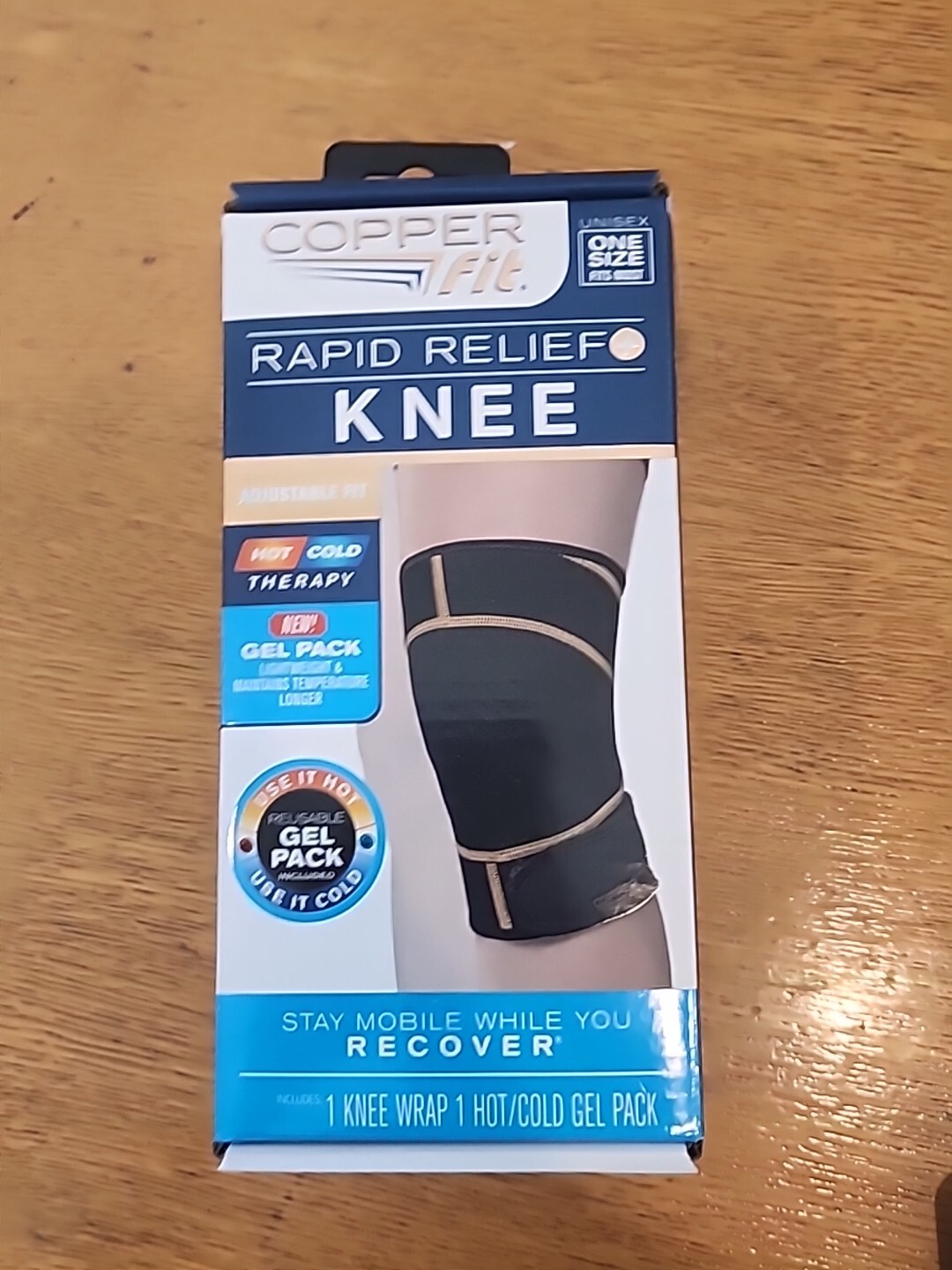 Experience the comfort and support of the Copper Fit Rapid Relief Knee Hot Cold