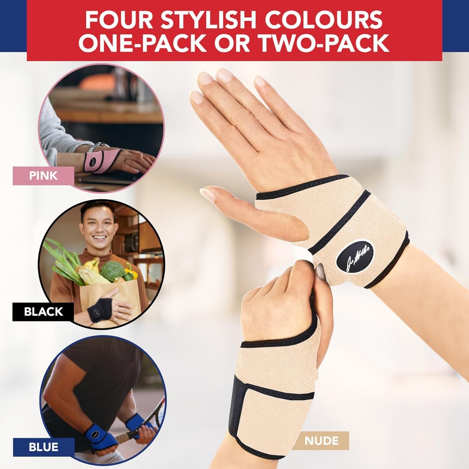 Doctor Developed Wrist Brace 2 Pack for Carpal Tunnel & Arthritis, Nude, Adult