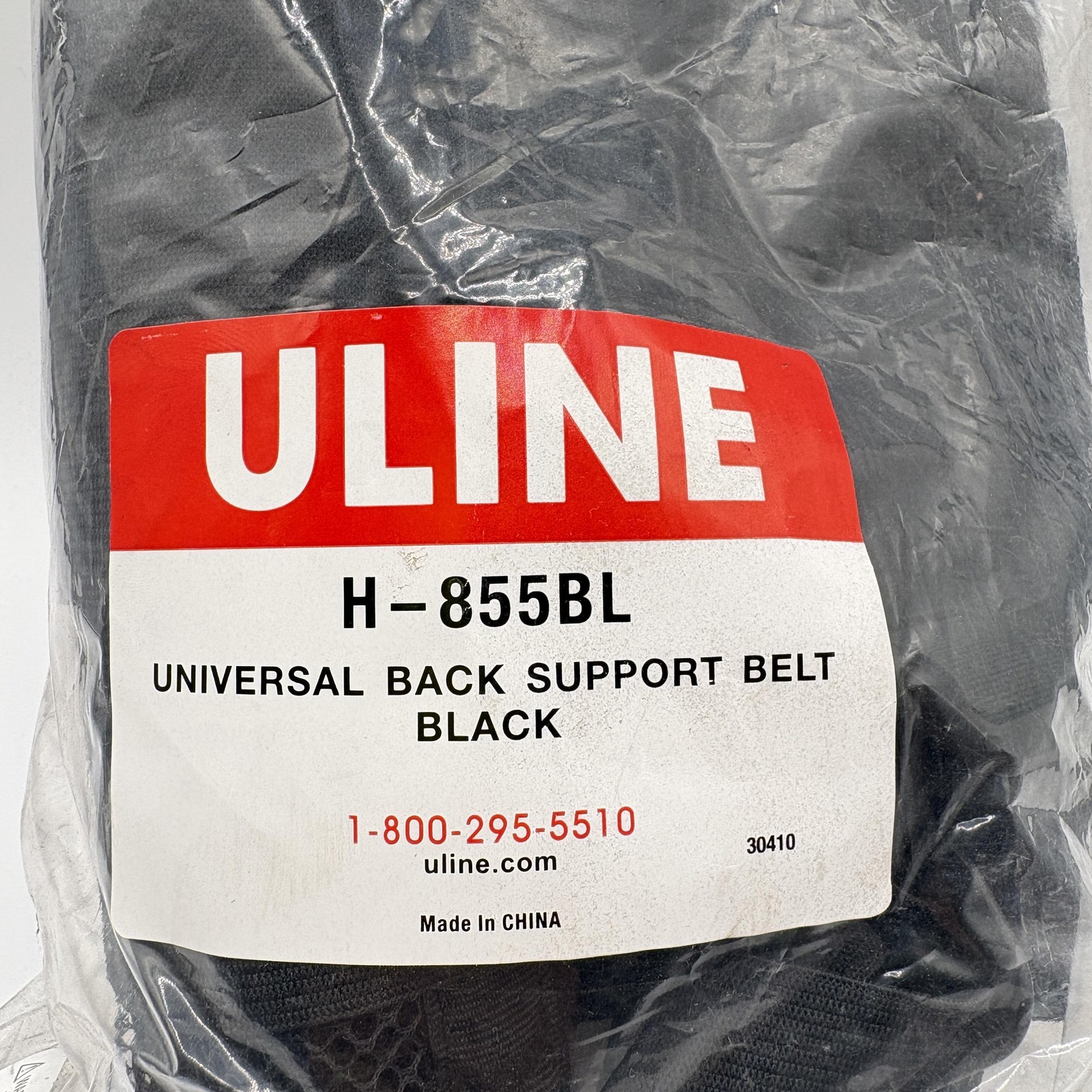 Universal Back Support Belt Black ULINE Adjustable One Size Lumbar H-855BL New
